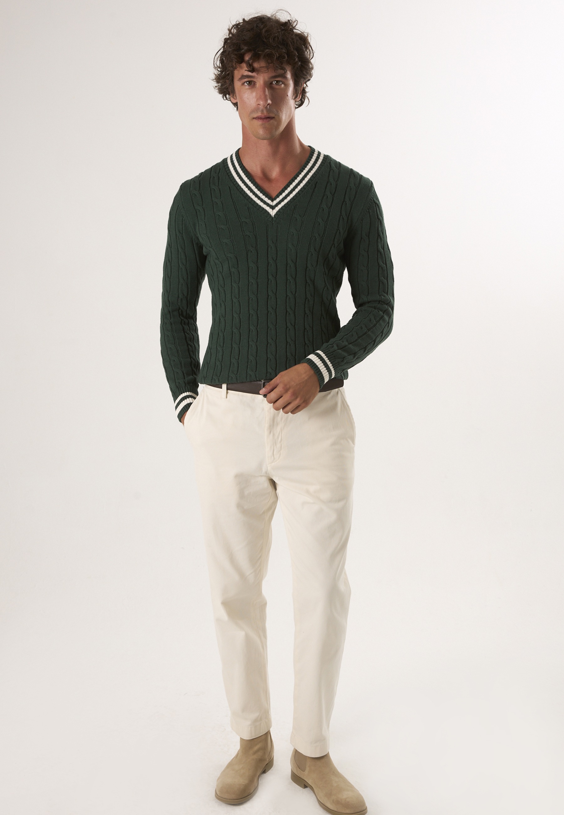 Felix Hardy V-Ausschnitt-Pullover »V-Ausschnitt-Pullover mit Zopfmuster«