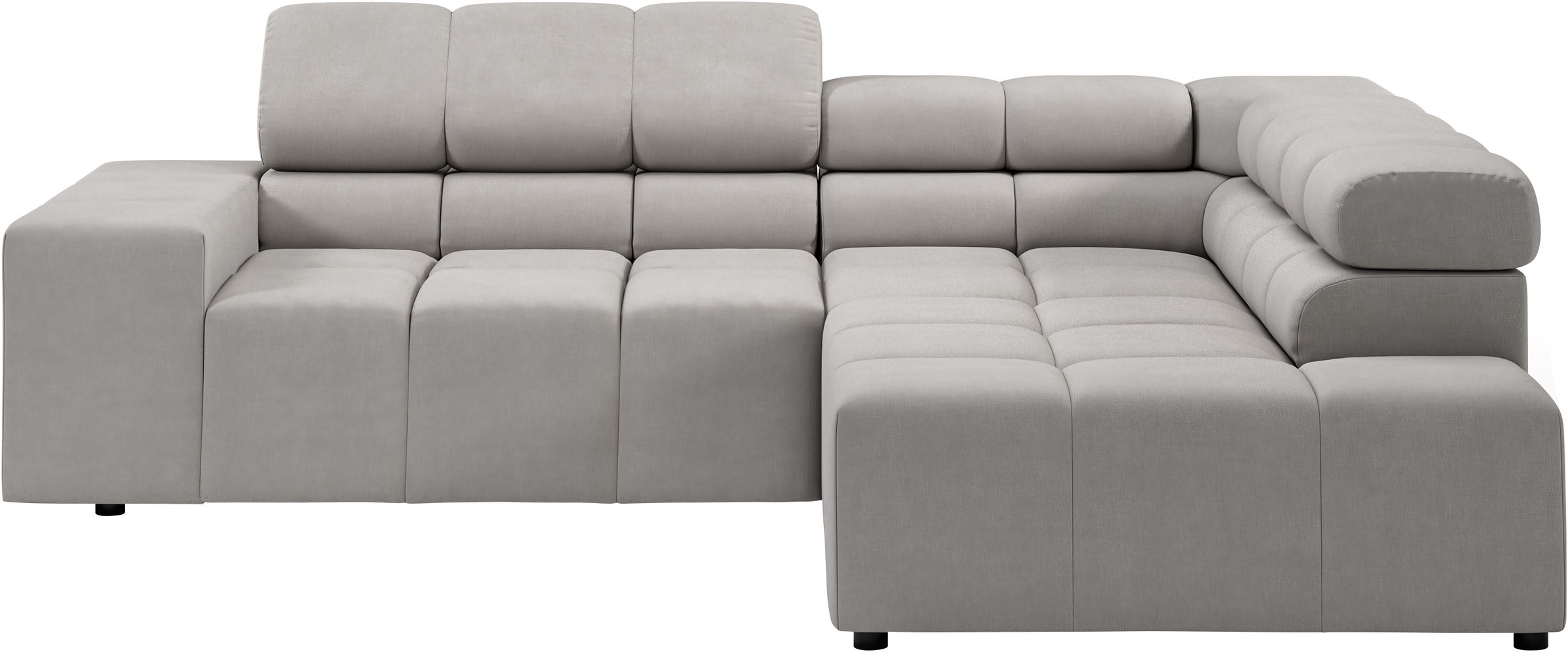 INOSIGN Ecksofa »Ancona, incl. Kopfteilverstellung + 3 Zierkissen, L-Form, bequem«, wahlweise motorische Sitztiefenverstellung, B/T(H: 249/215/70 cm