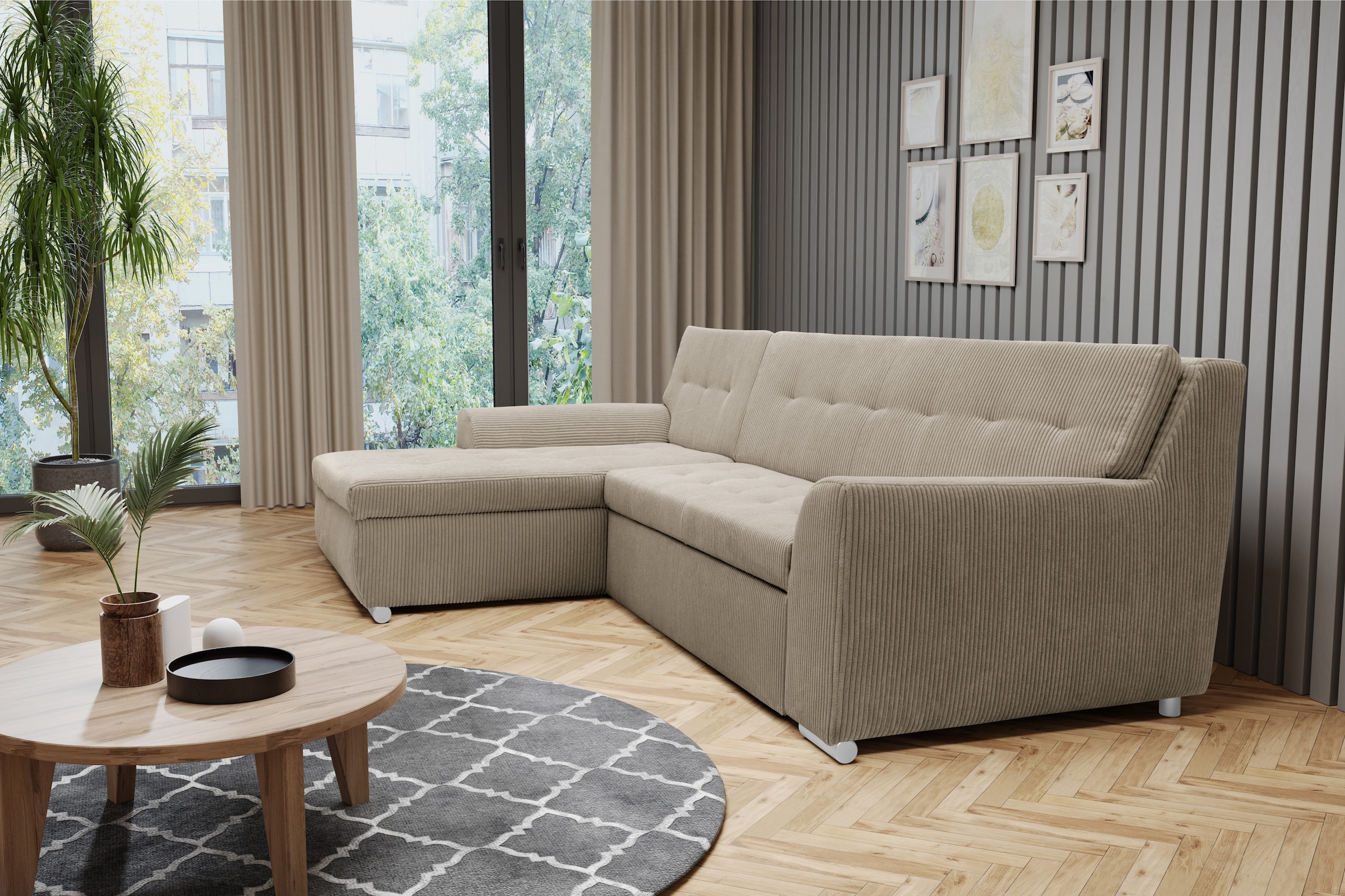 DOMO collection Ecksofa "Treviso viele Bezüge, auch in Cord, L-Form, B/T/H: günstig online kaufen