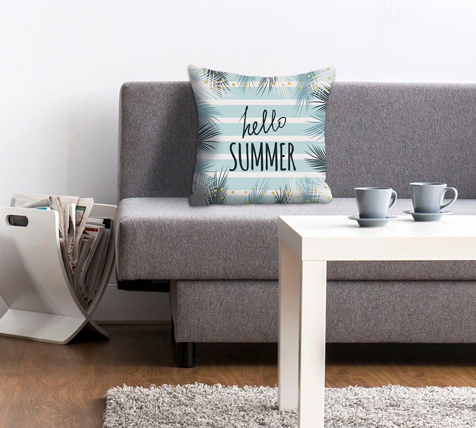 queence Dekokissen »Hello Summer«, Kissenhülle,Hello Summer,Spruch,Sommer,Sonne,Strand,Frisch,Urlaub