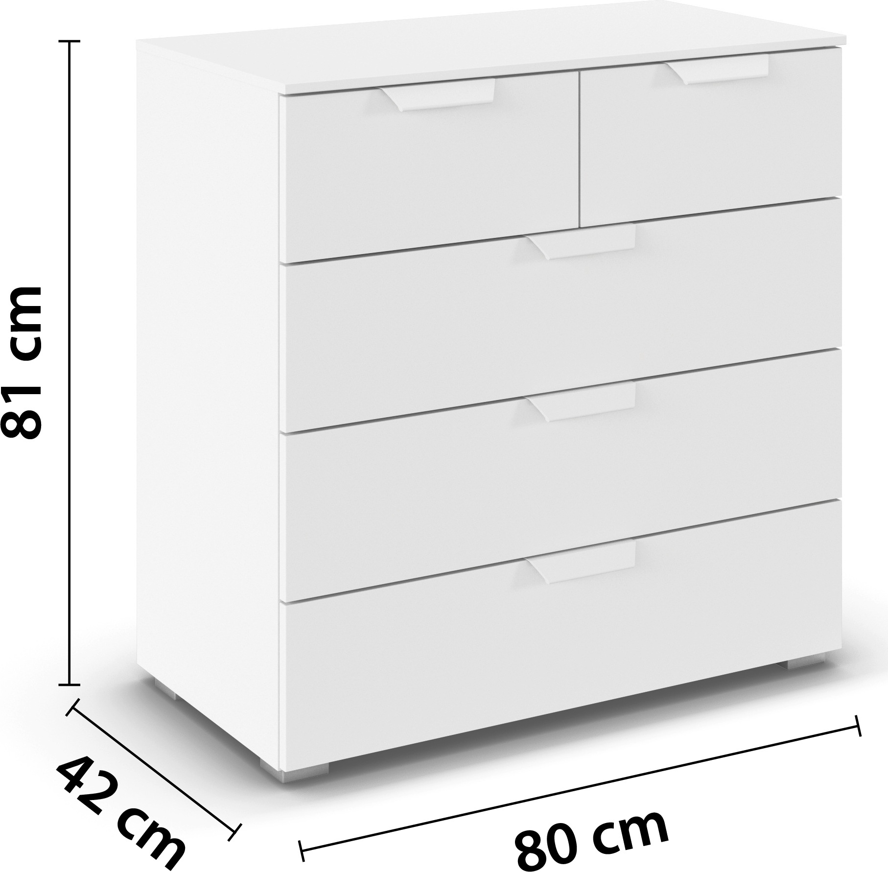 rauch Schubkastenkommode »Sideboard Schubladenkommode COSTA mit farblich passenden Metallgriffen« in 2 Griff-Farben, Breite 80 cm,  fünf praktische und geräumige Schubladen MADE IN GERMANY