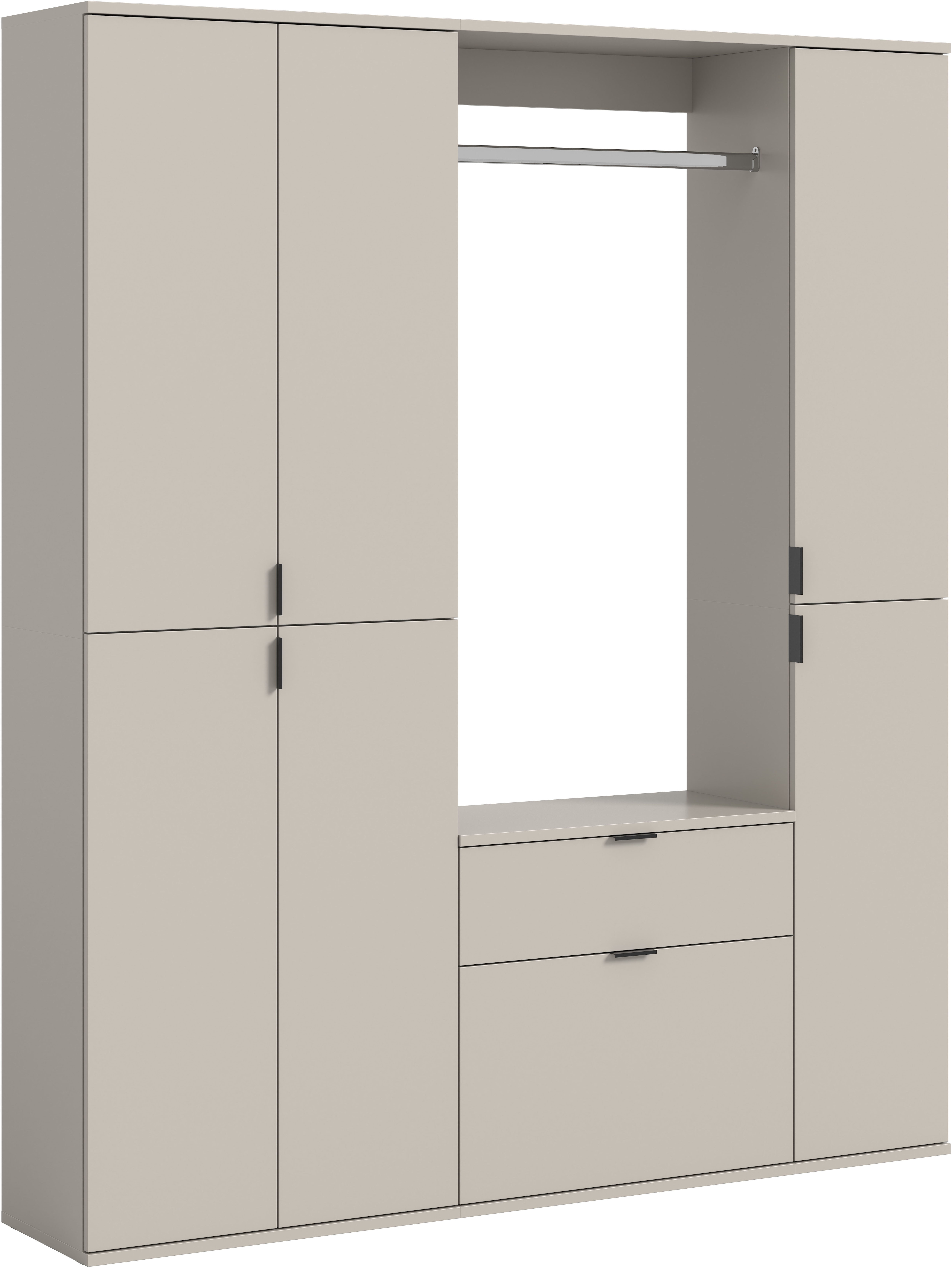Home affaire Garderoben-Set "TRONDHEIM, 5-teilig, Breite 152cm, individuell platzier- & erweiterbar" Set, bestehend aus: 2x Garderobenschrank & 3-tlgs. Zwischenbauelement, 4 Stk. tlg.