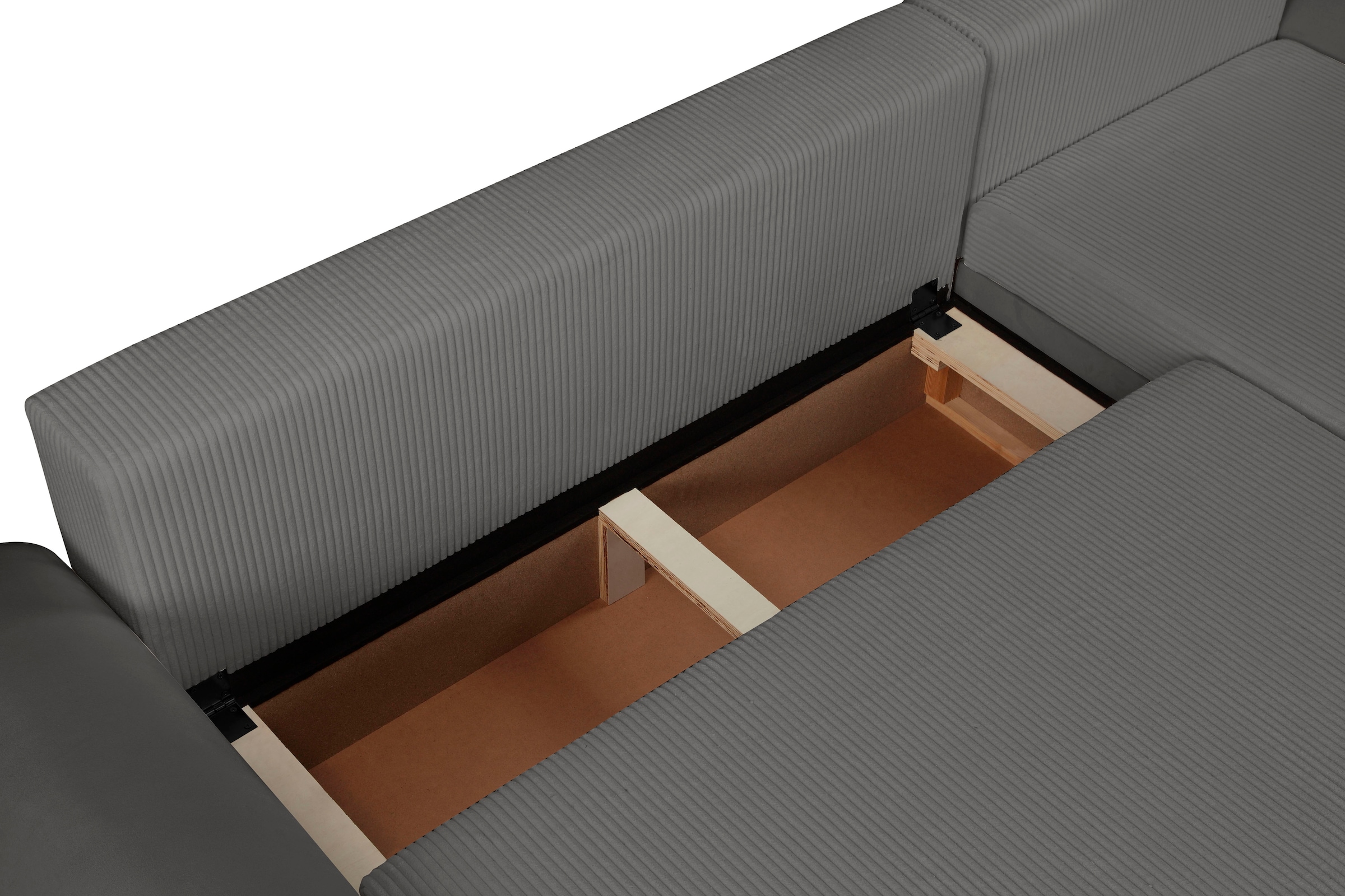 OTTO home Ecksofa »KIVELLA Cord-Struktur, L-Form, 240 cm« Schlaffunktion(128/191), Bettkasten, Cord-Struktur-Mix