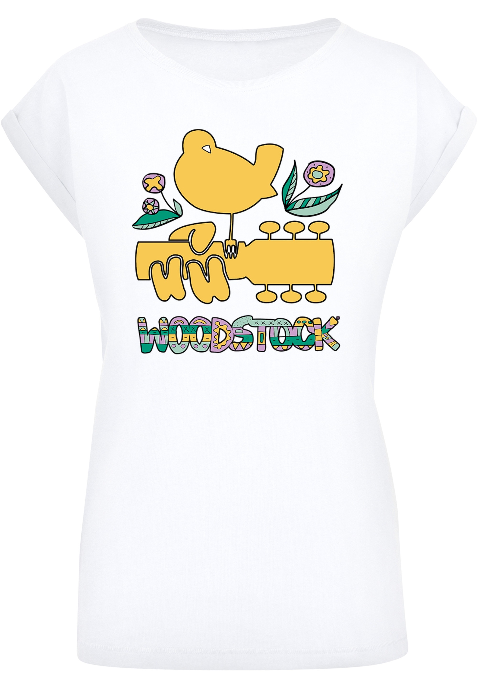 F4NT4STIC T-Shirt »Extended Shoulder T-Shirt Woodstock Artwork«, Damen,Premium Merch,Regular-Fit,Kurze Ärmel,Bandshirt