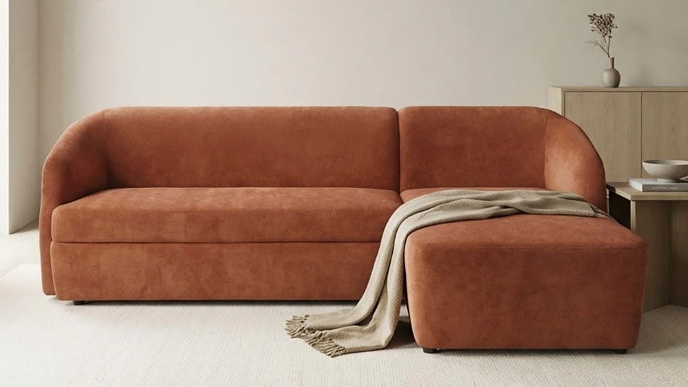 DOMO collection Ecksofa "Orbis, modernes, klares Design mit schmalen, abgerundeten Armlehnen" whlw. mit Bettfunktion u./o. Bettkasten, aus Luxus- Microfaser