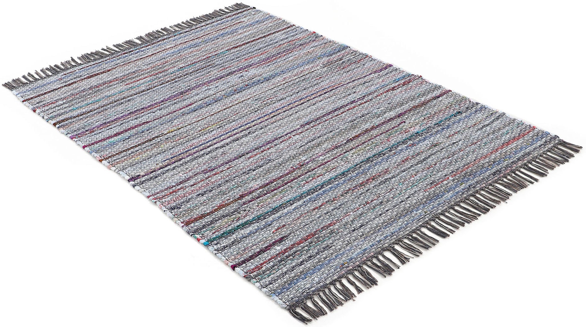 carpetfine Teppich »Kelim Chindi, Wendeteppich«, rechteckig, 6 mm Höhe, handgewebt, Fleckerlteppich mit Fransen, auch vielen in Läufergrößen