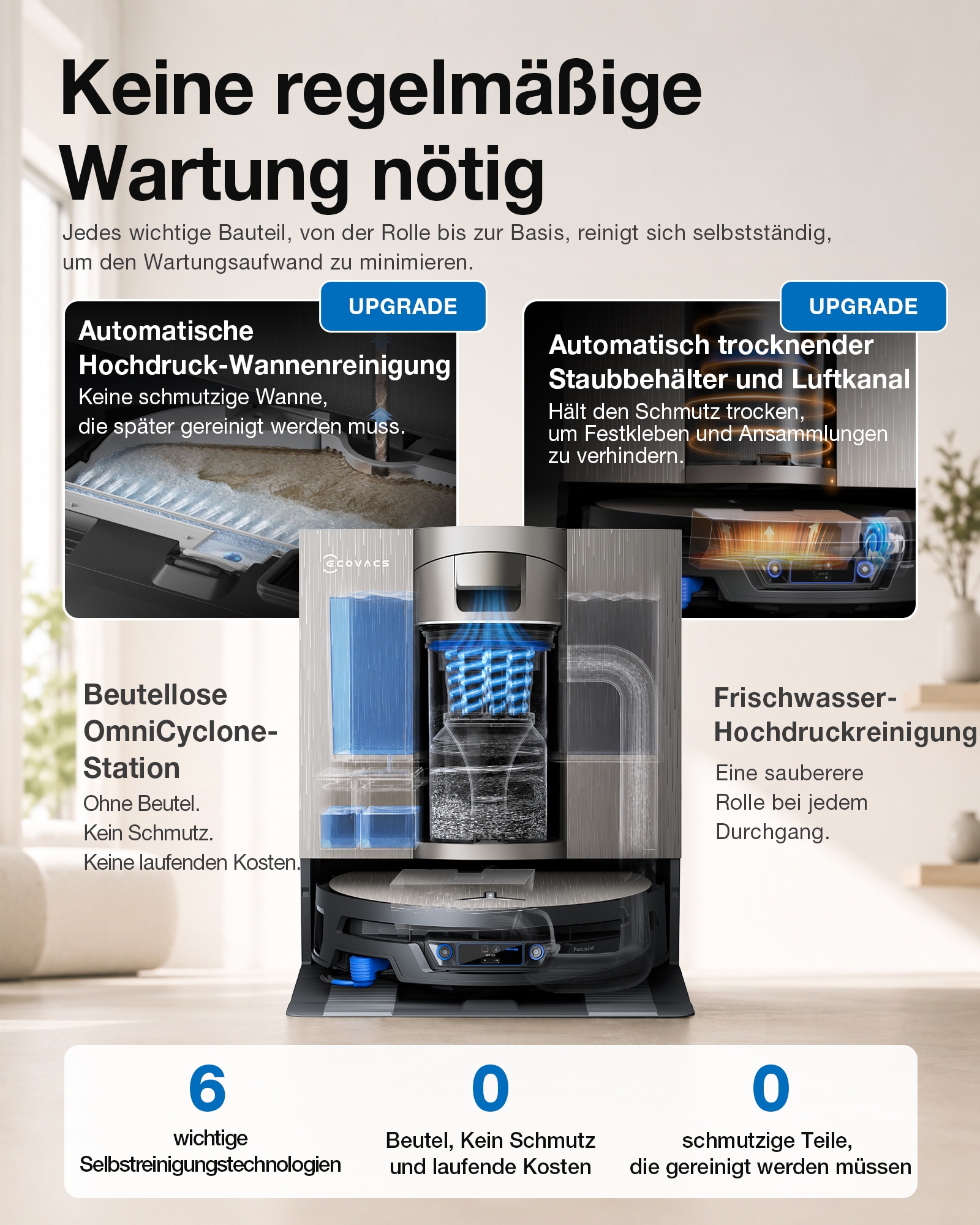 ECOVACS Nass-Trocken-Saugroboter »DEEBOT X12S, inkl. OmniCyclone Station« 27.000 Pa + 53 AW Saugleistung, 27cm Wischrolle