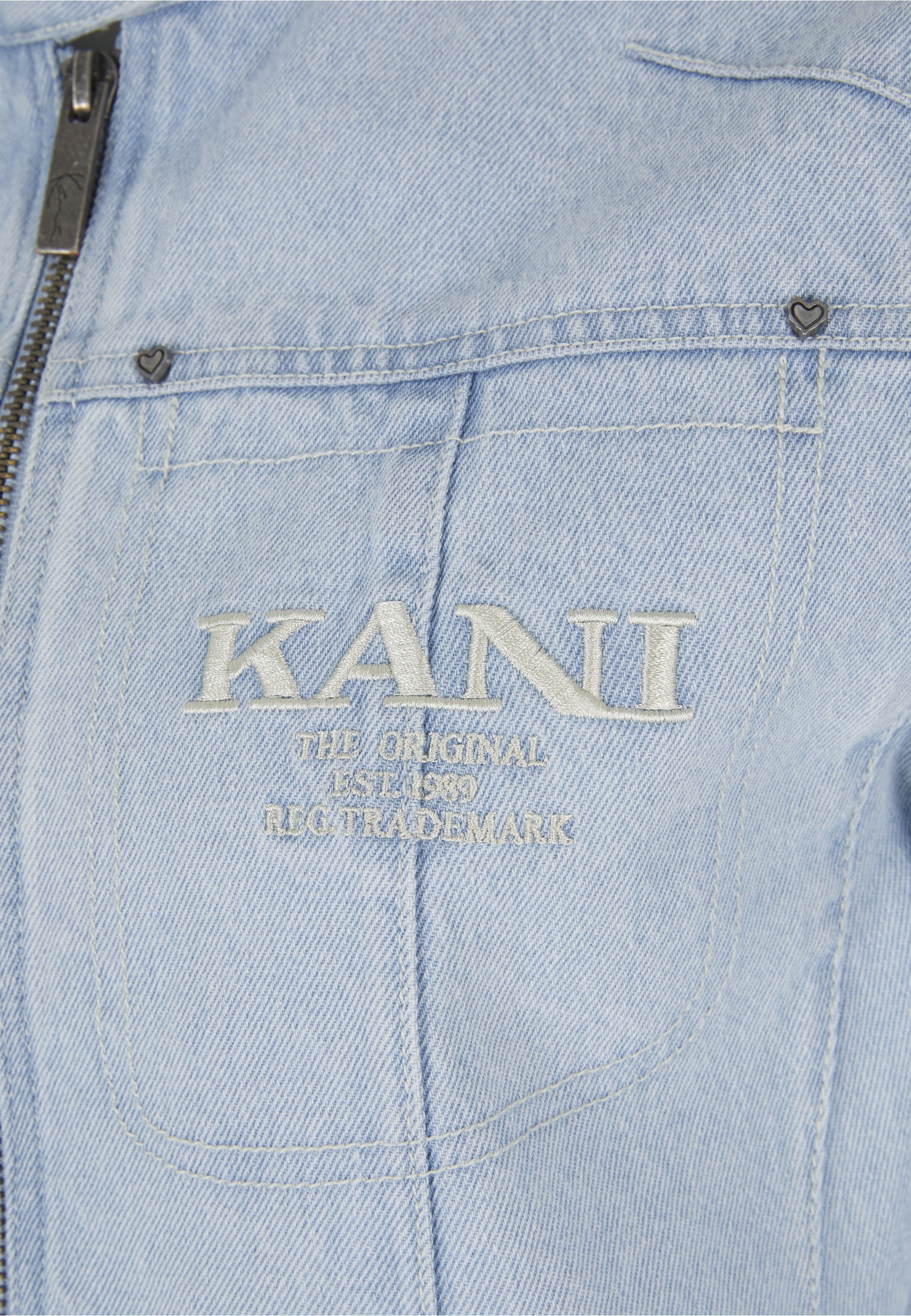 Karl Kani Allwetterjacke »Karl Kani Retro TM Denim Biker Jacket« 1 Stk. tlg. ohne Kapuze
