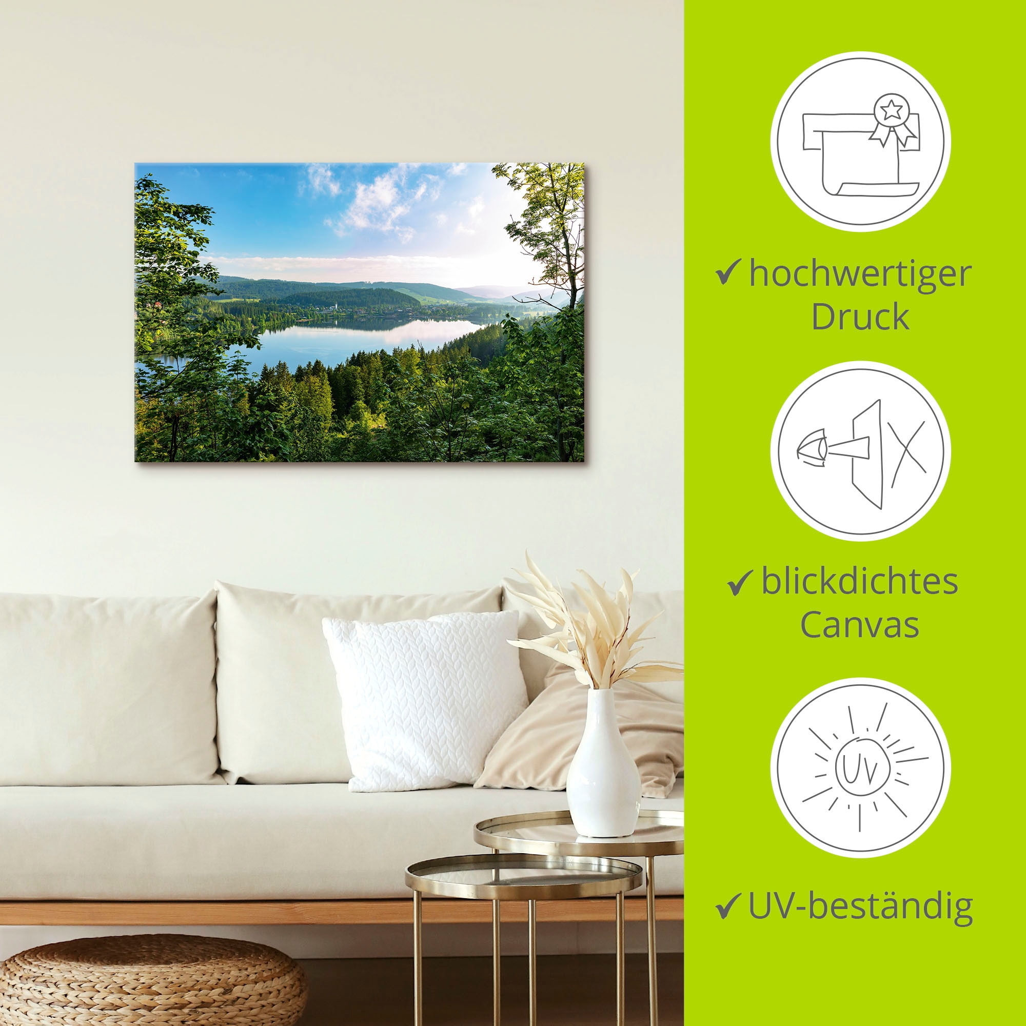 Artland Wandbild »Blick auf den Titisee im Schwarzwald«, Seebilder, (1 St.), als Leinwandbild, Poster in verschied. Größen