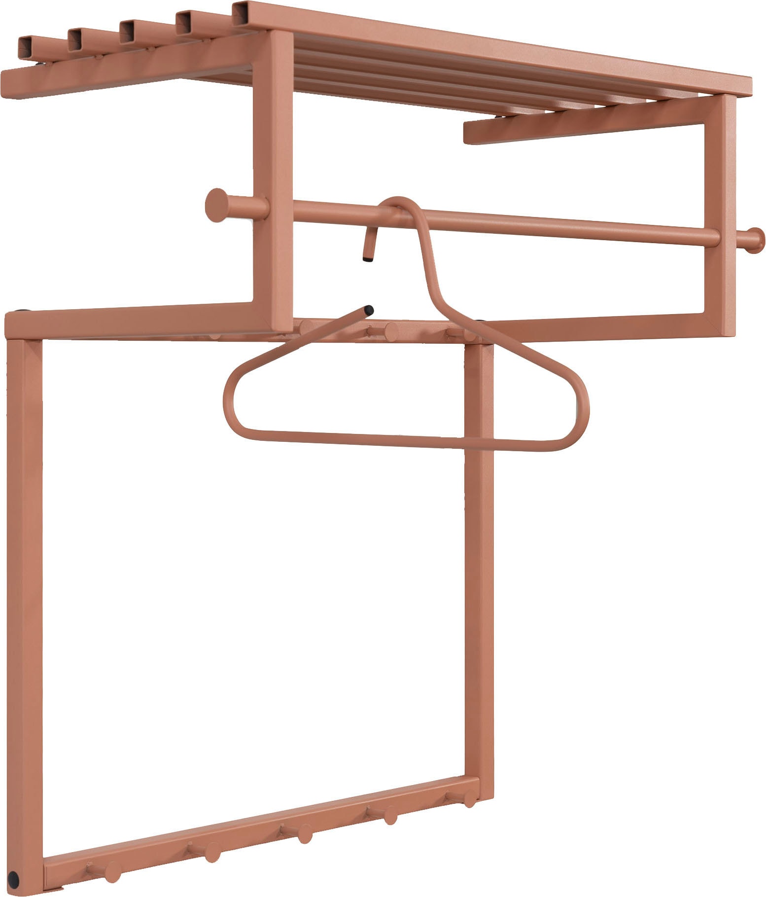 Spinder Design Garderobenleiste "RIZZOLI" Familiengarderobe aus Stahl mit 10 Haken, Hutablage und Kleiderstange