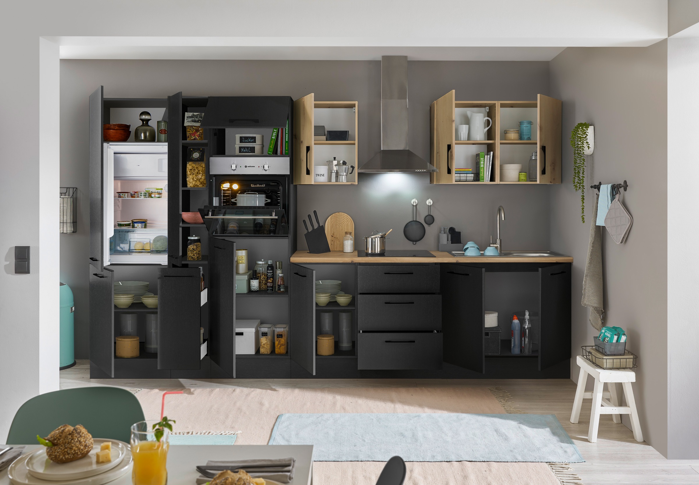 BASIC by Balculina Küchenzeile »Turin«, Breite 360 cm, wahlweise mit E-Geräten