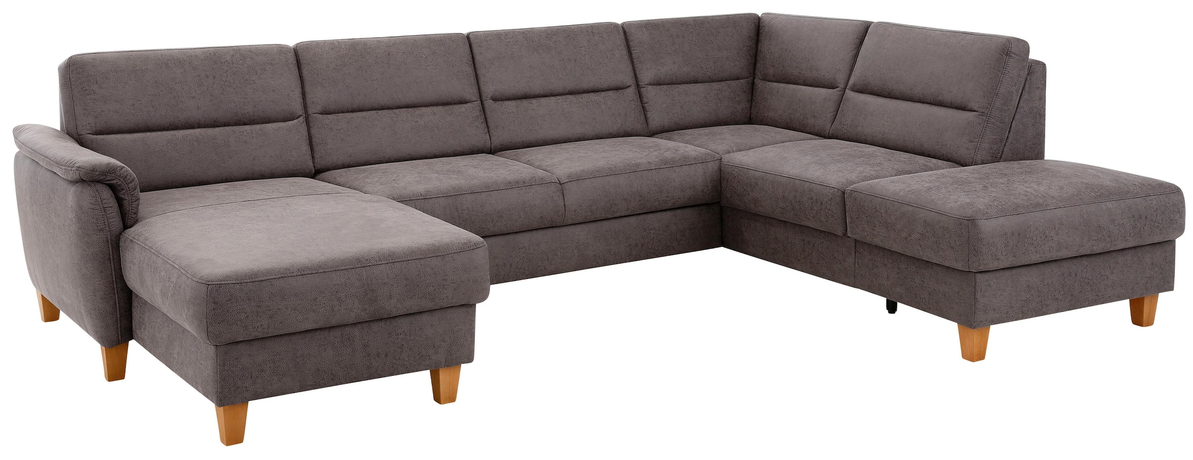 Home affaire Wohnlandschaft »Palmera U-Form, B: 308 cm, große Stoff + Leder Auswahl« optional Schlaffunktion & Bettkasten, Federkern, XXL-Wohnlandschaft