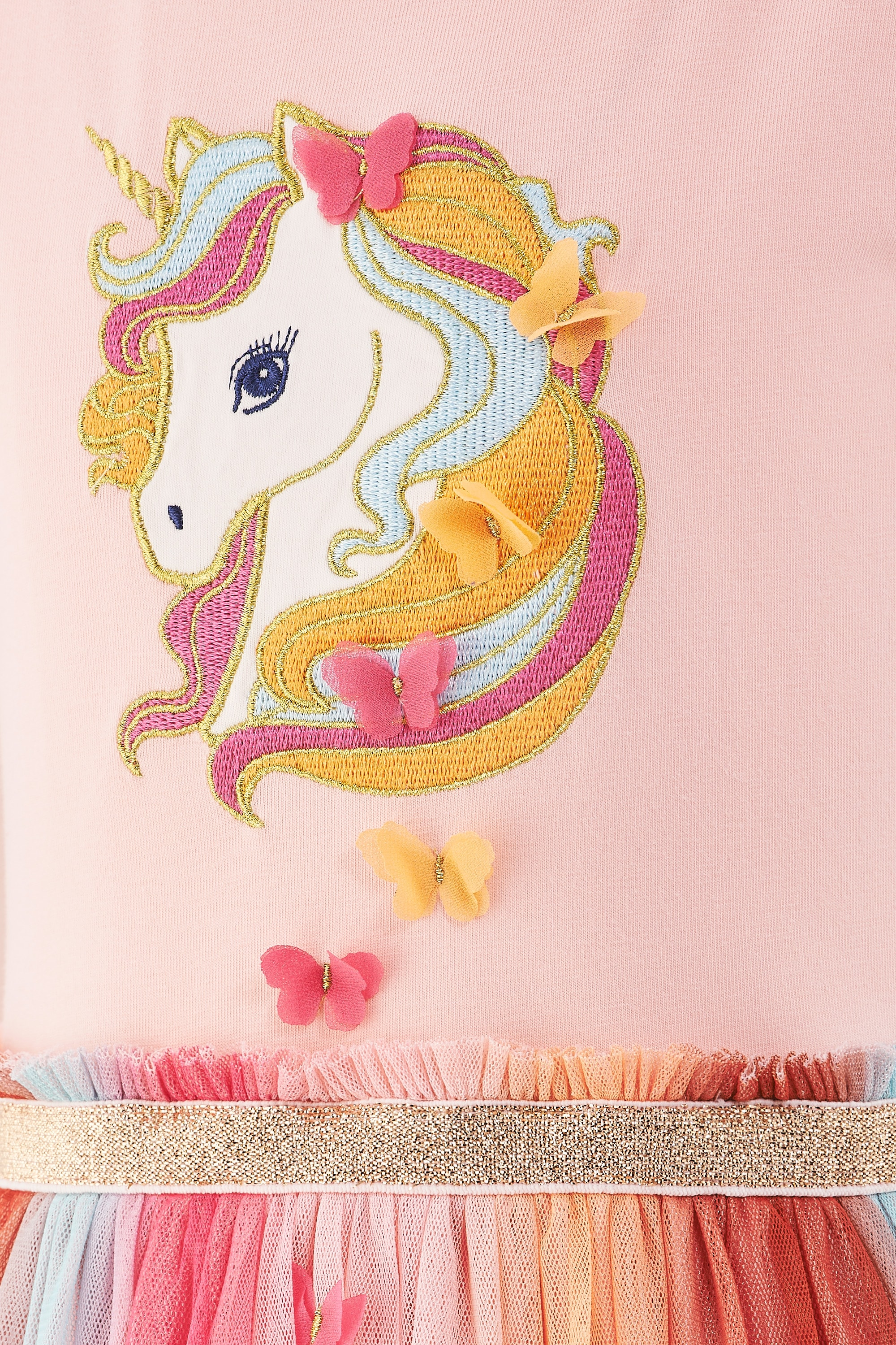 happy girls Jerseykleid mit Tüllrock und süßer Einhornstickerei