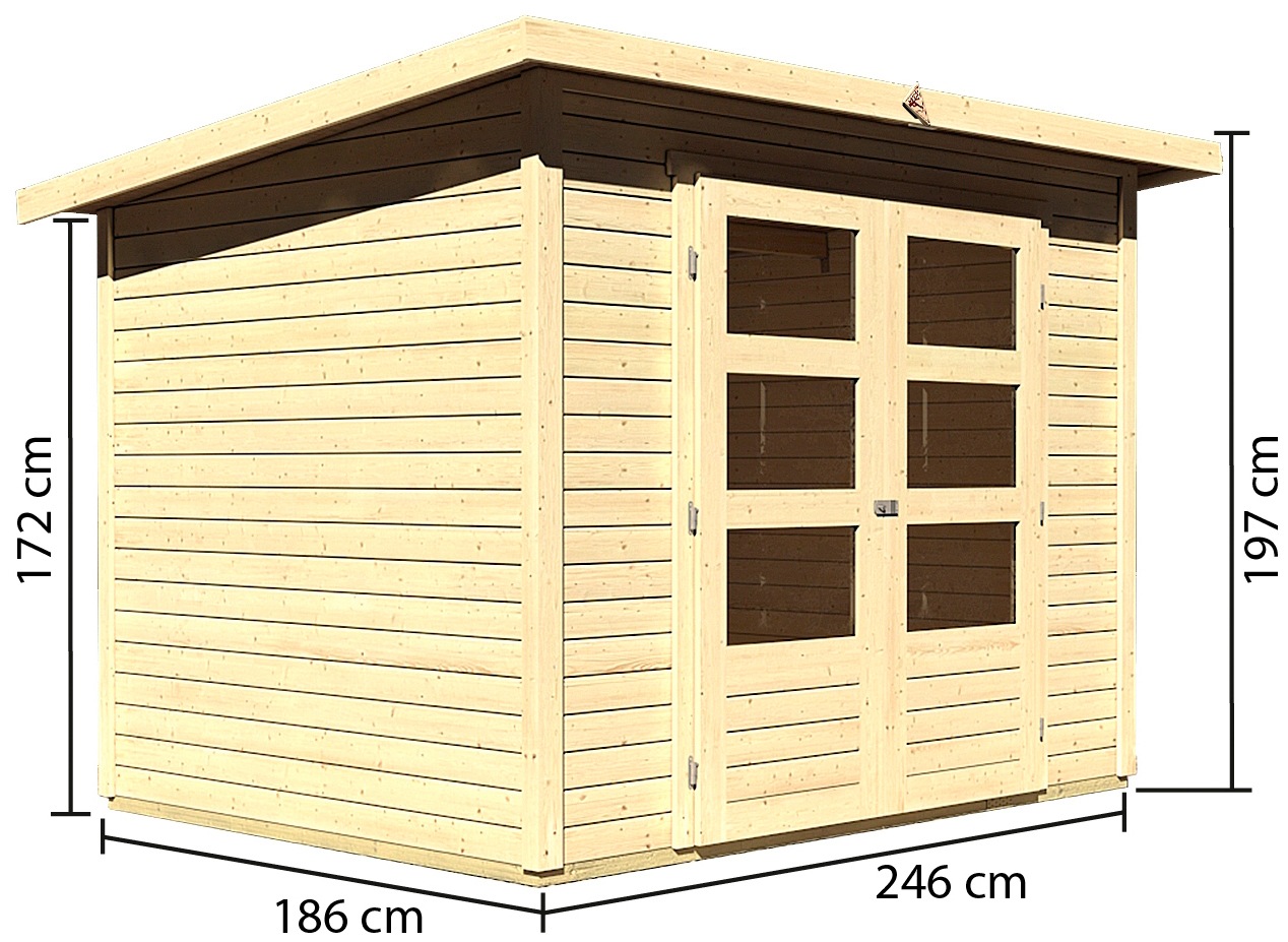 Karibu Gartenhaus »Stockach 3«, (Set), naturbelassen, terragrau oder anthrazit