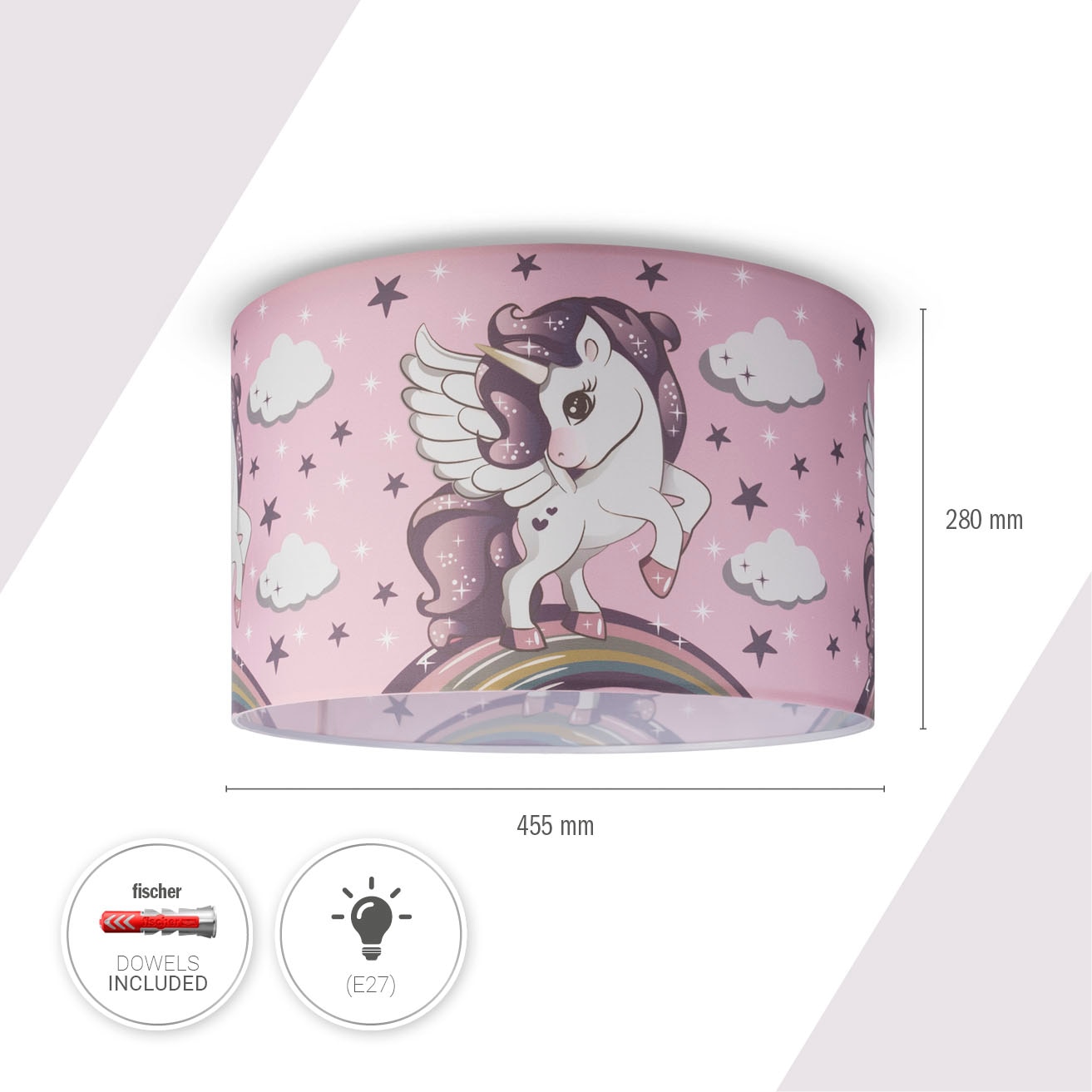 Paco Home Deckenleuchte »Hugo Cosmo 213«, Leuchtmittel E27 | ohne Leuchtmittel, Kinderlampe LED Kinderzimmer Lampe Mit Einhorn, E27