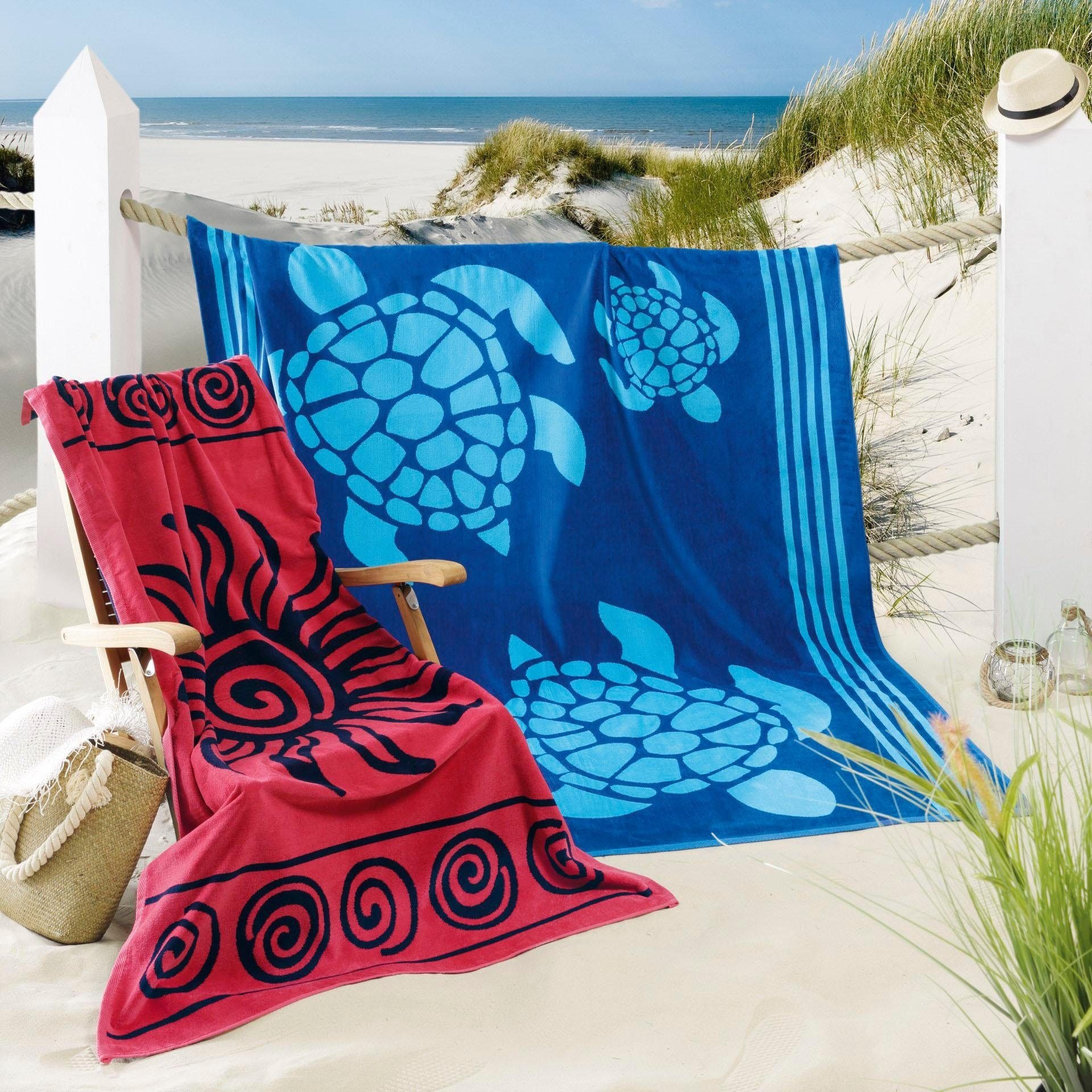 Delindo Lifestyle Strandtuch »Tropical Sonne«, (1 St.), Jacquard-gewebtes  Motiv Sonne auf Rechnung | BAUR