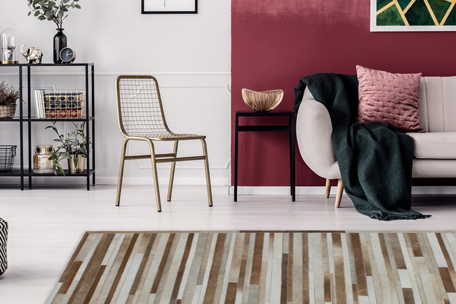 Kayoom Fellteppich "Lavish 110" rechteckig 8 mm Höhe Patchwork-echtes Leder günstig online kaufen