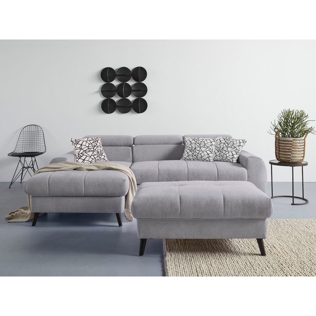 COTTA Ecksofa »Mia«, 3-tlg.-Kissen-Set, Recamiere, wahlweise mit oder ohne RGB-Beleuchtung