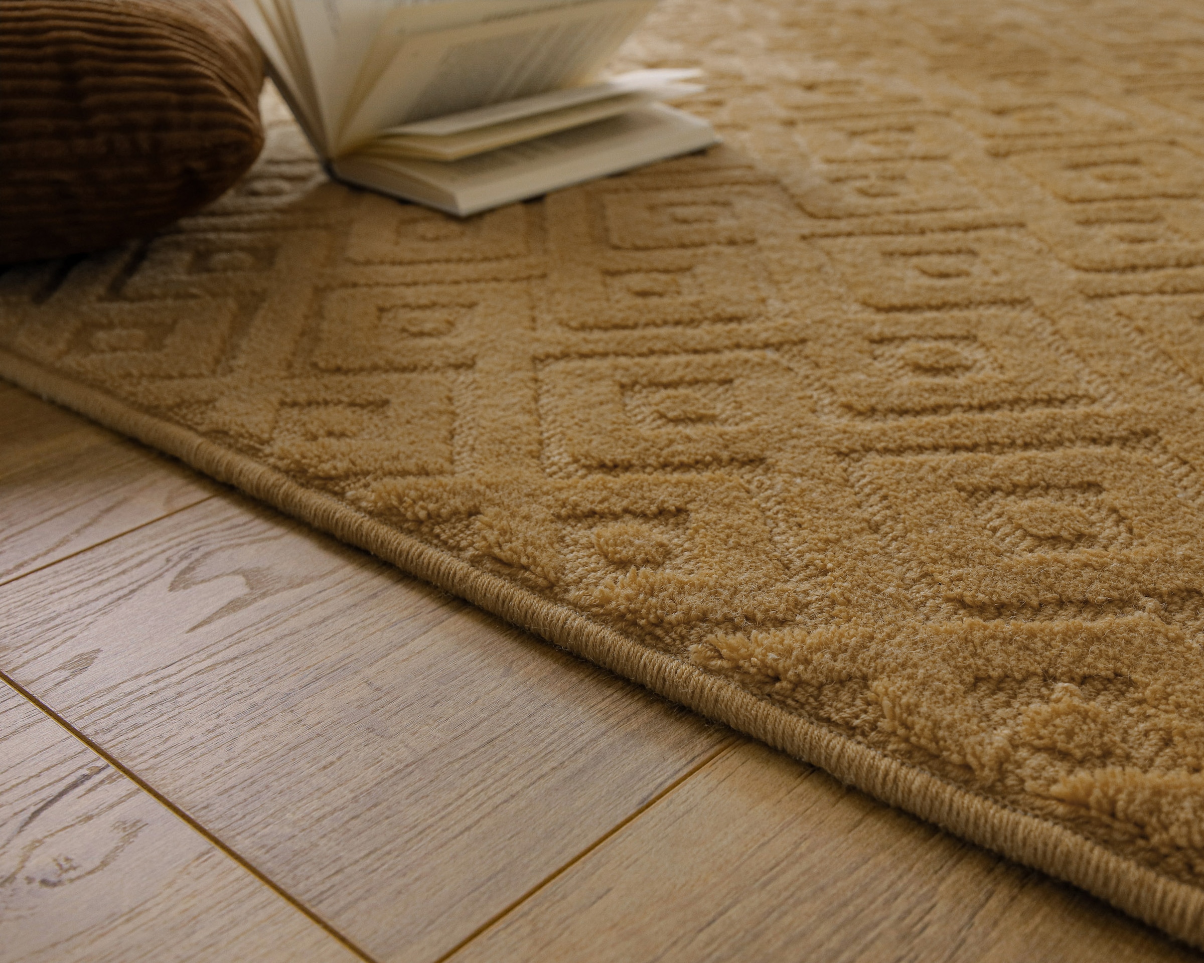 Wecon home Teppich »Castello TWO« rechteckig 7 mm Höhe Schurwolle, Kurzflor mit Hoch-Tief-Effekt, Wohnzimmer, Rautenmuster