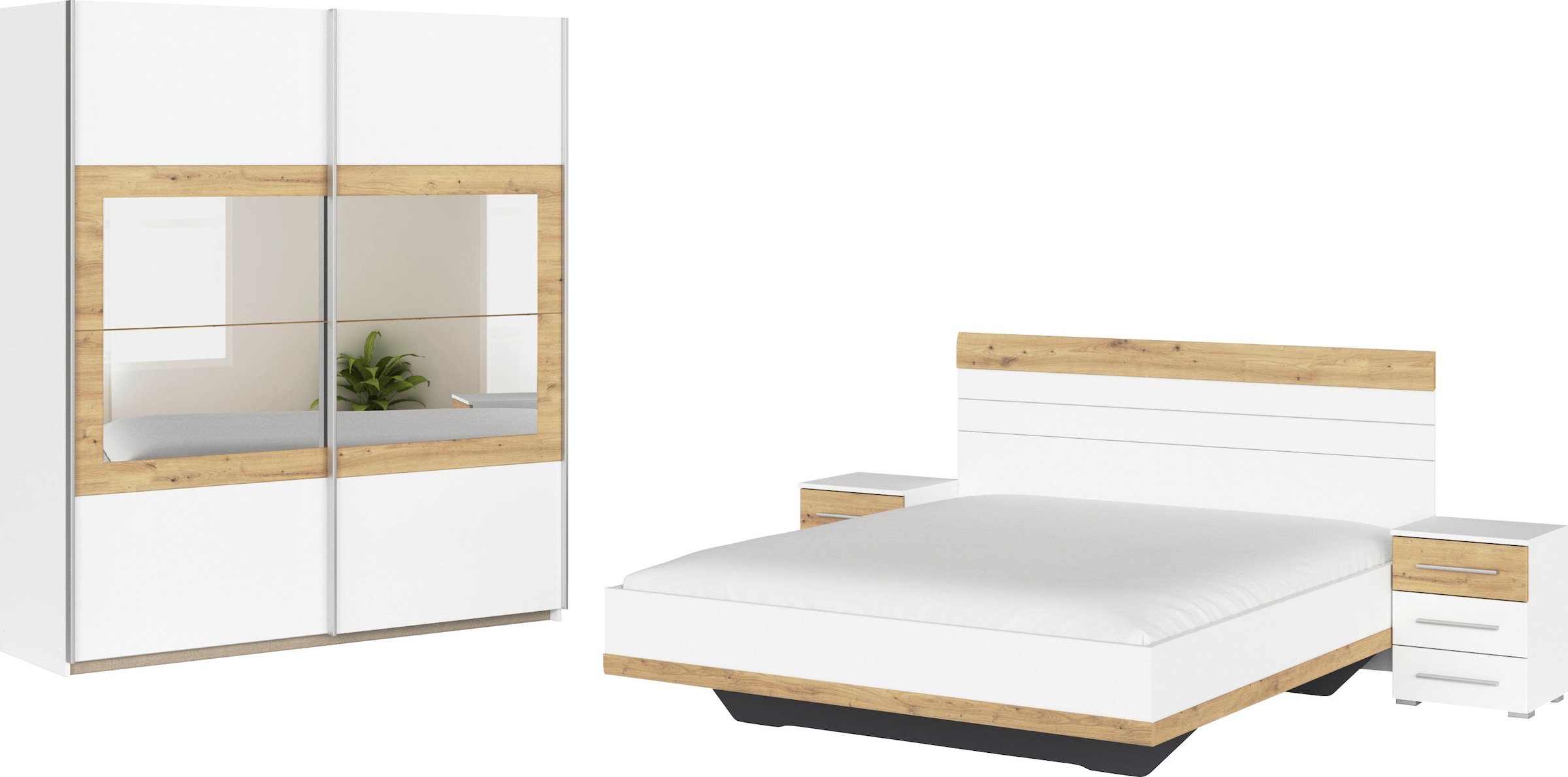 Schlafzimmer-Set »Tarragona«, (Set, 4 tlg.), Schrank in 3 Breiten, Bett in 2 Breiten,...