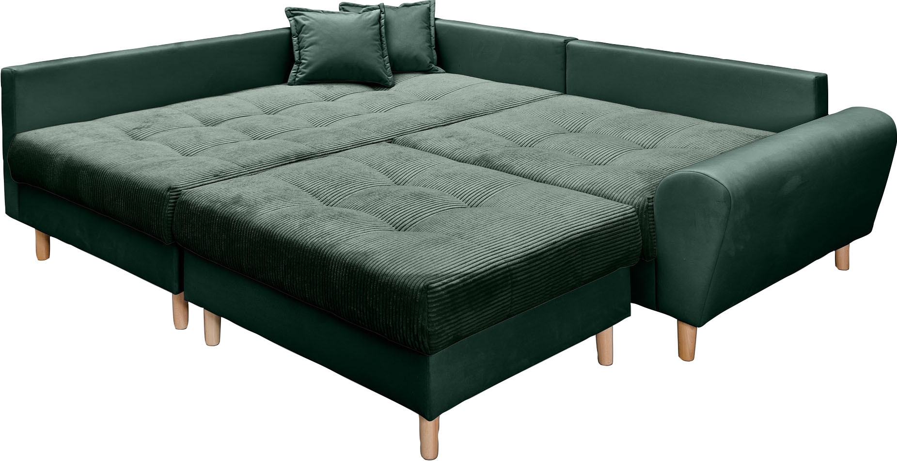 Home affaire Ecksofa »Rice L-Form inkl. Hocker«, (Set, mit Hocker), mit Bonnellfederkern, Hocker & Kissen, Ottomane beidseitig montierbar