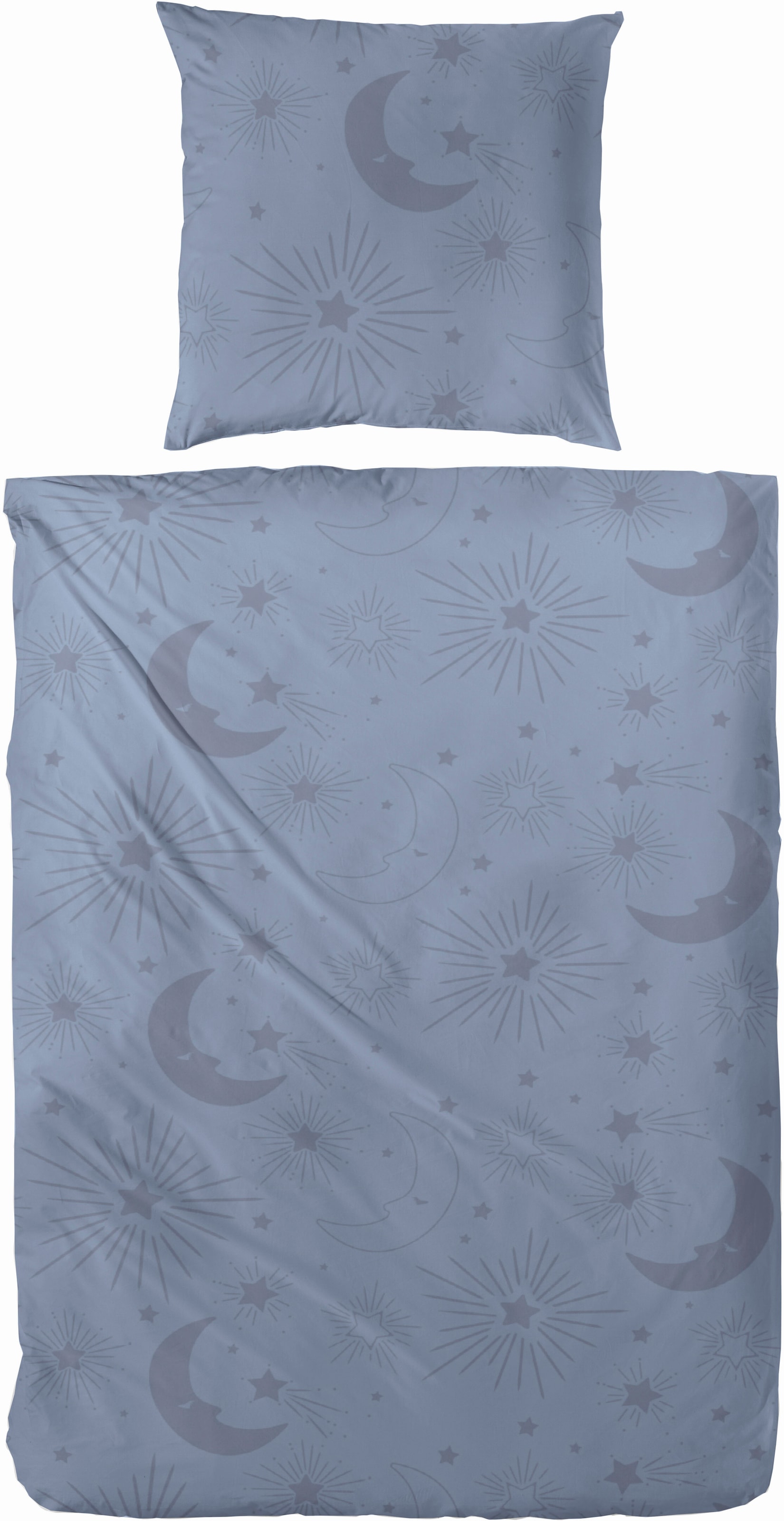 Primera Bettwäsche "Biber Bettwäsche "Mond"" 2 Stk. Mit beruhigenden Blautö günstig online kaufen