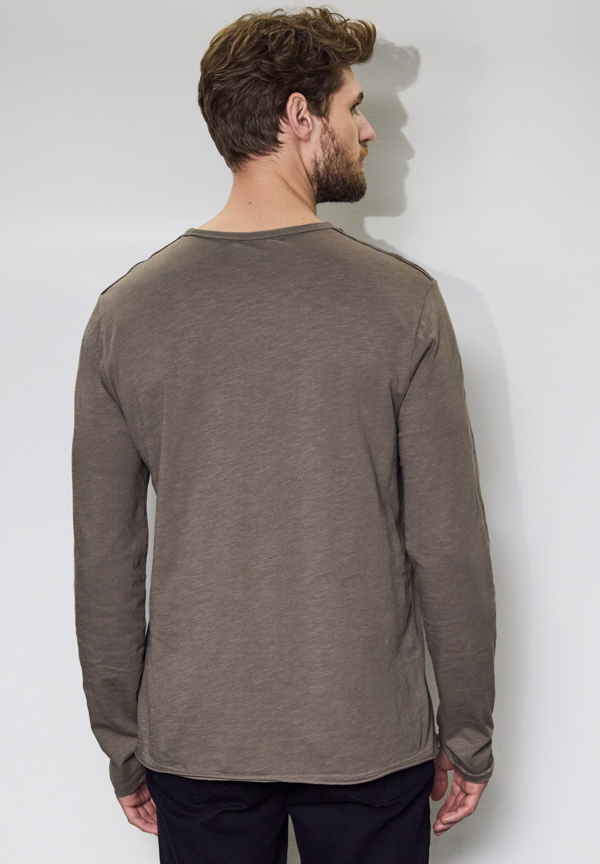 STREET ONE MEN Langarmshirt, aus reiner Baumwolle