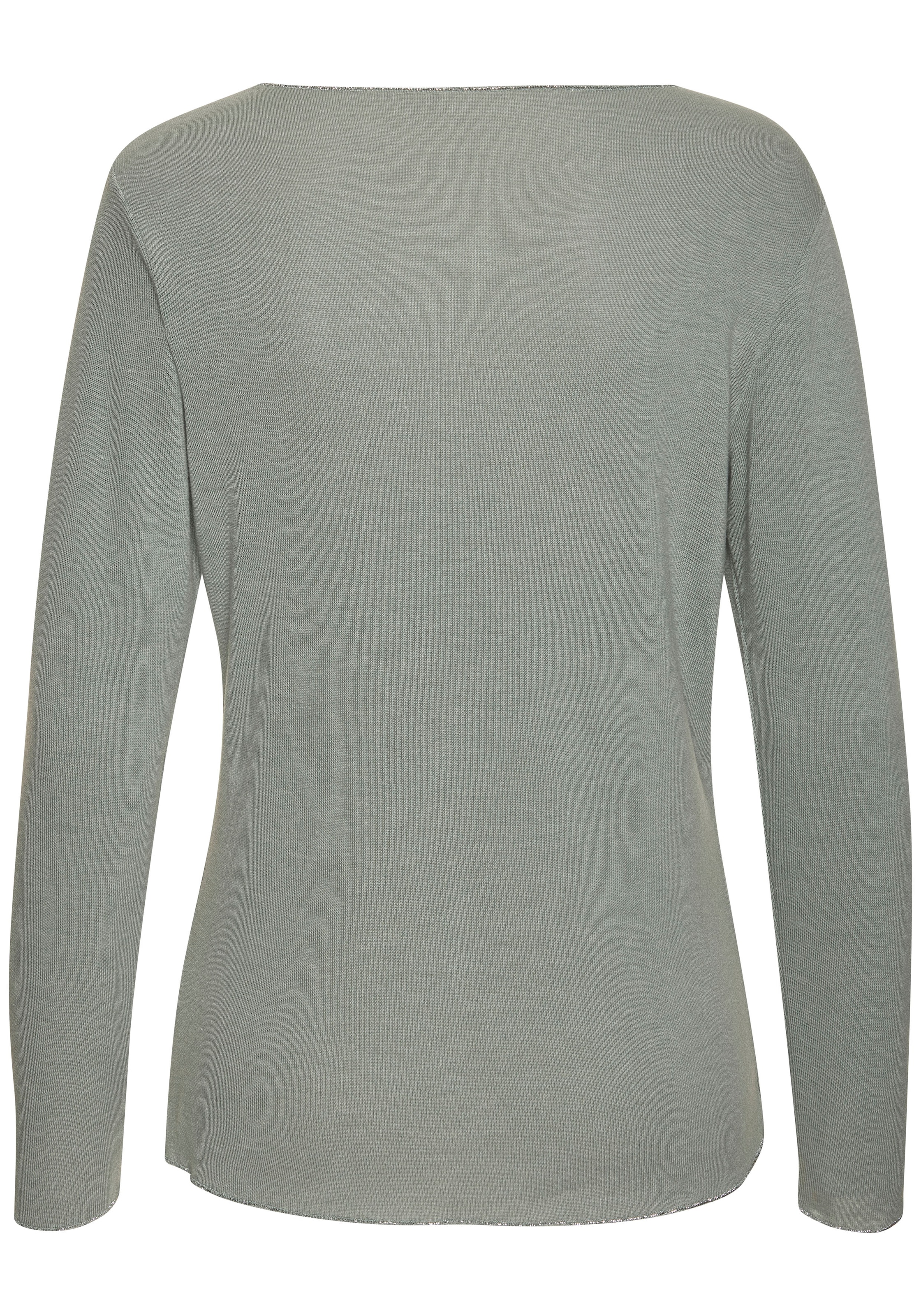 LASCANA Langarmshirt »mit feiner Glitzereinfassung«, aus weichem Viskose-Feinstrick