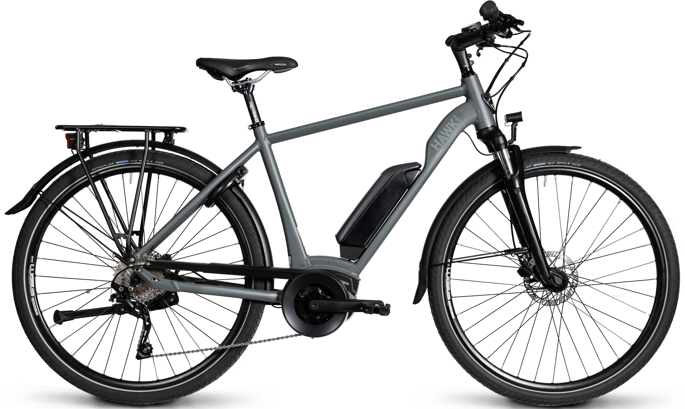 HAWK Bikes E-Bike »E-Trekking 500 Gent«, 10 Gang, Shimano, Deore, Mittelmotor 250 W, Pedelec, Elektrofahrrad für Damen u. Herren, Trekkingrad