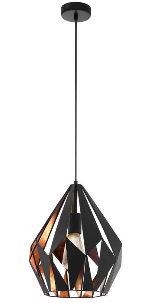 EGLO Pendelleuchte »CARLTON 1 Hängeleuchte, schwarz kupfer, Stahl, exkl. Leuchtmittel«, 1 flammig, Leuchtmittel E27 | ohne Leuchtmittel, Vintage Pendellampe, 1 flammig, Drahtgeflecht, Industrial, 110x31cm