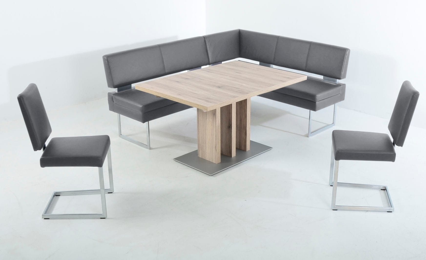 K+W Komfort & Wohnen Essgruppe 4 Stk. tlg. langer Schenkel links oder rechts, 2 Freischwinger, 1 Funktionstisch
