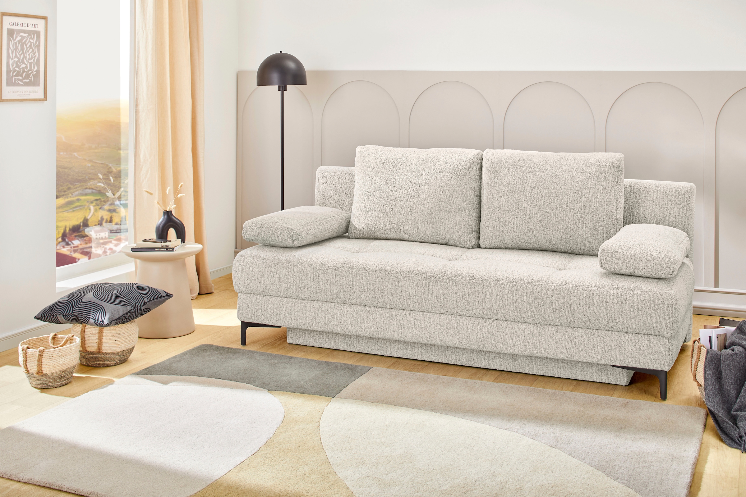 Jockenhöfer Gruppe 1100000002199 "Felix, B: 205 cm, Liegefl. 155x201 cm, Dauerschlafsofa, inkl. Topper" inklusive Schlaffunktion und Bettkasten, Federkernpolsterung