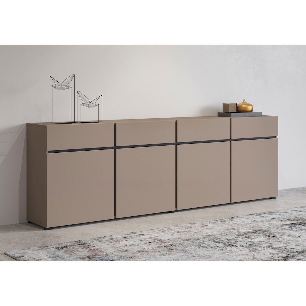 INOSIGN Sideboard »Cross,Breite 225 cm, moderne grifflose Kommode,4 Türen/4 Schubkästen«