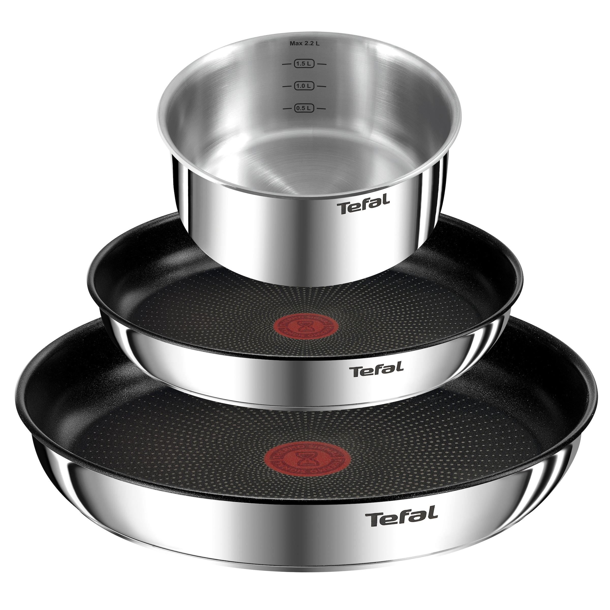 Tefal Pfannen-Set »Ingenio Emotion« Edelstahl Set, 5 Stk. tlg. abnehmbarer Griff, Antihaftversiegelung, Thermo-Signal, Induktion