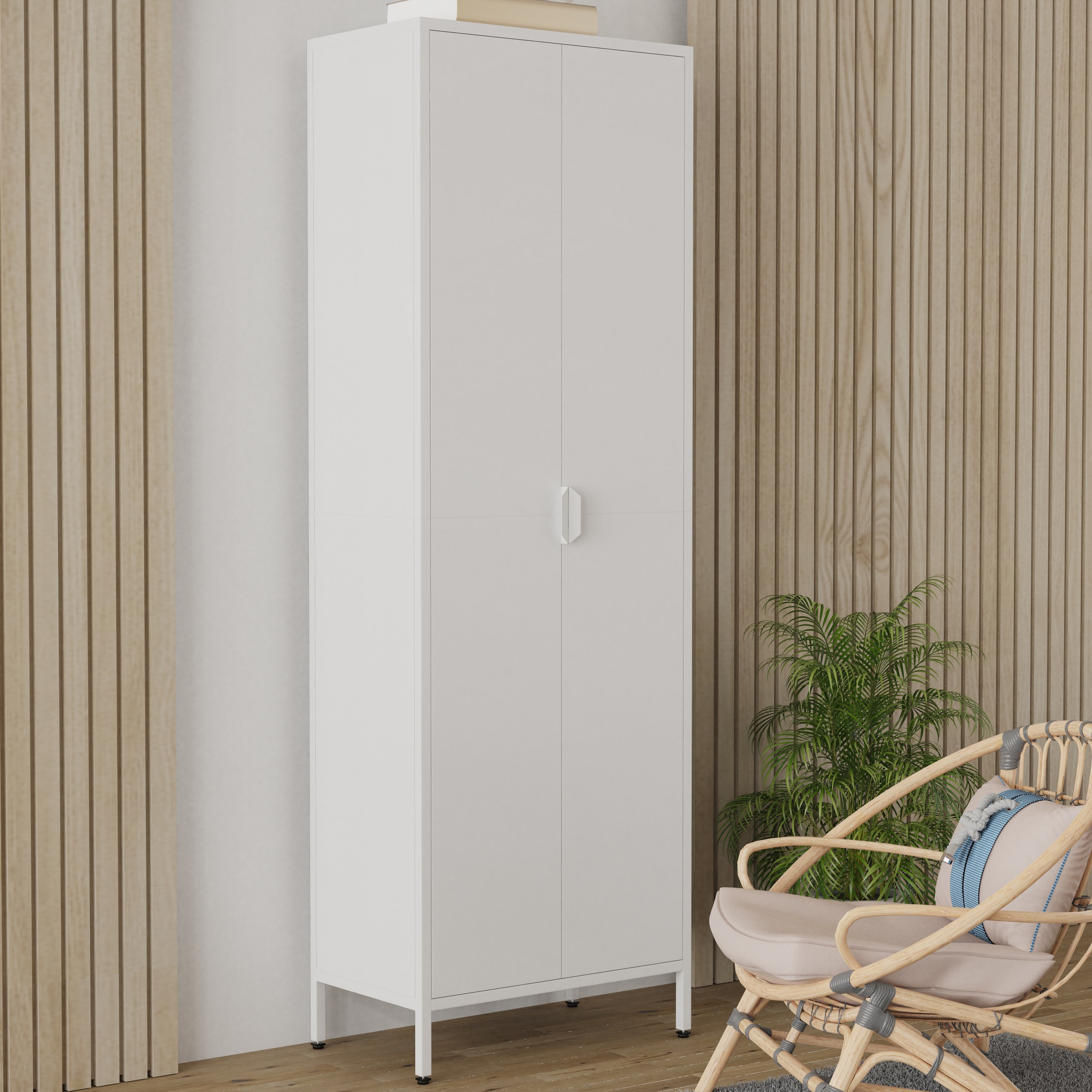 VCM Aktenschrank »VCM Büroschrank mit 4 Fächern | Bücherschrank | Metallschrank | Maße ca. H. 180 x B. 60 x T. 35 cm - Flokas XL«, (1 St.)