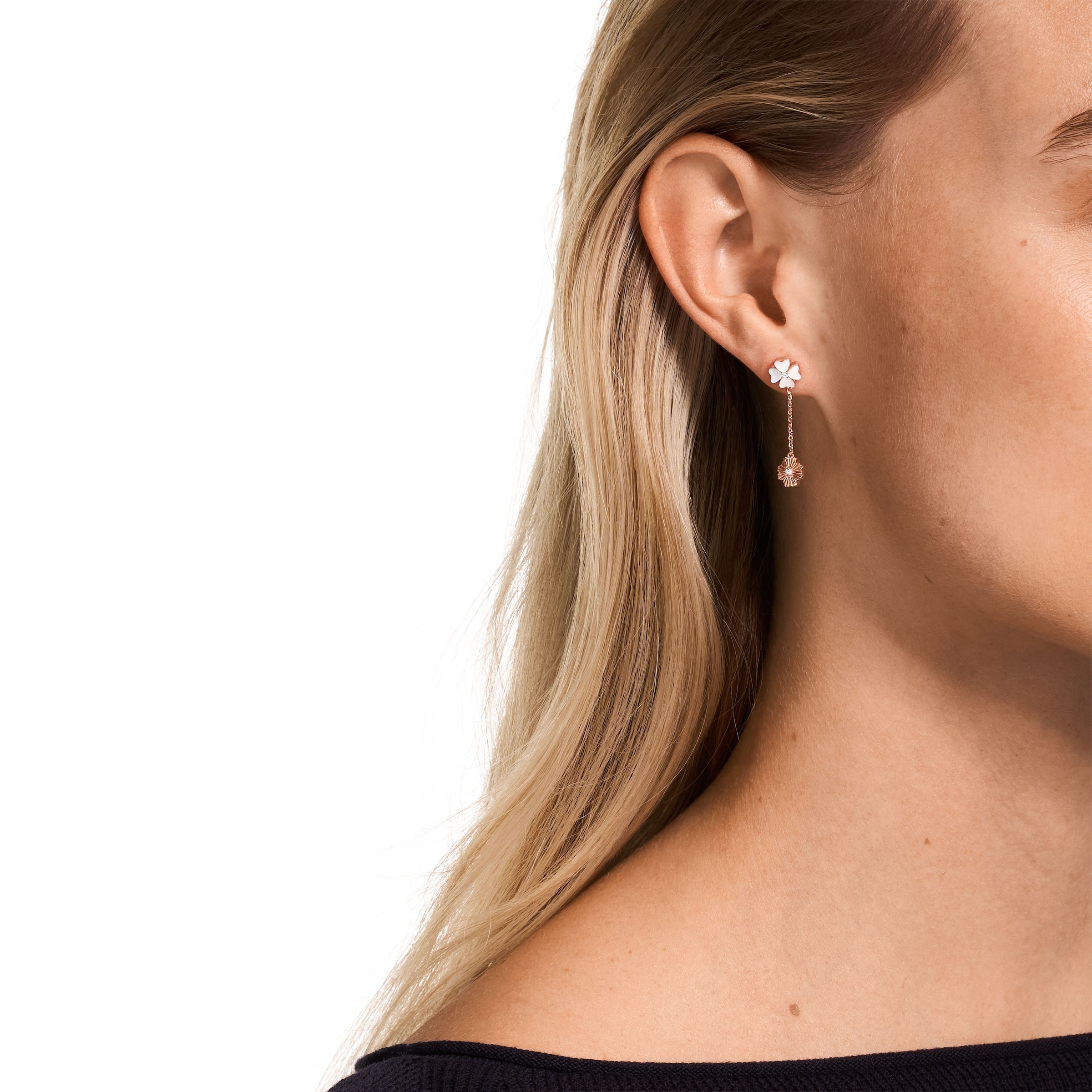 Emporio Armani Paar Ohrhänger »Schmuck Geschenk Silber 925 Kleeblatt« mit Zirkonia (synth.) - mit Perlmutt