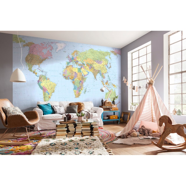Komar Fototapete »World Map«, 368x248 cm (Breite x Höhe), inklusive Kleister  auf Raten | BAUR
