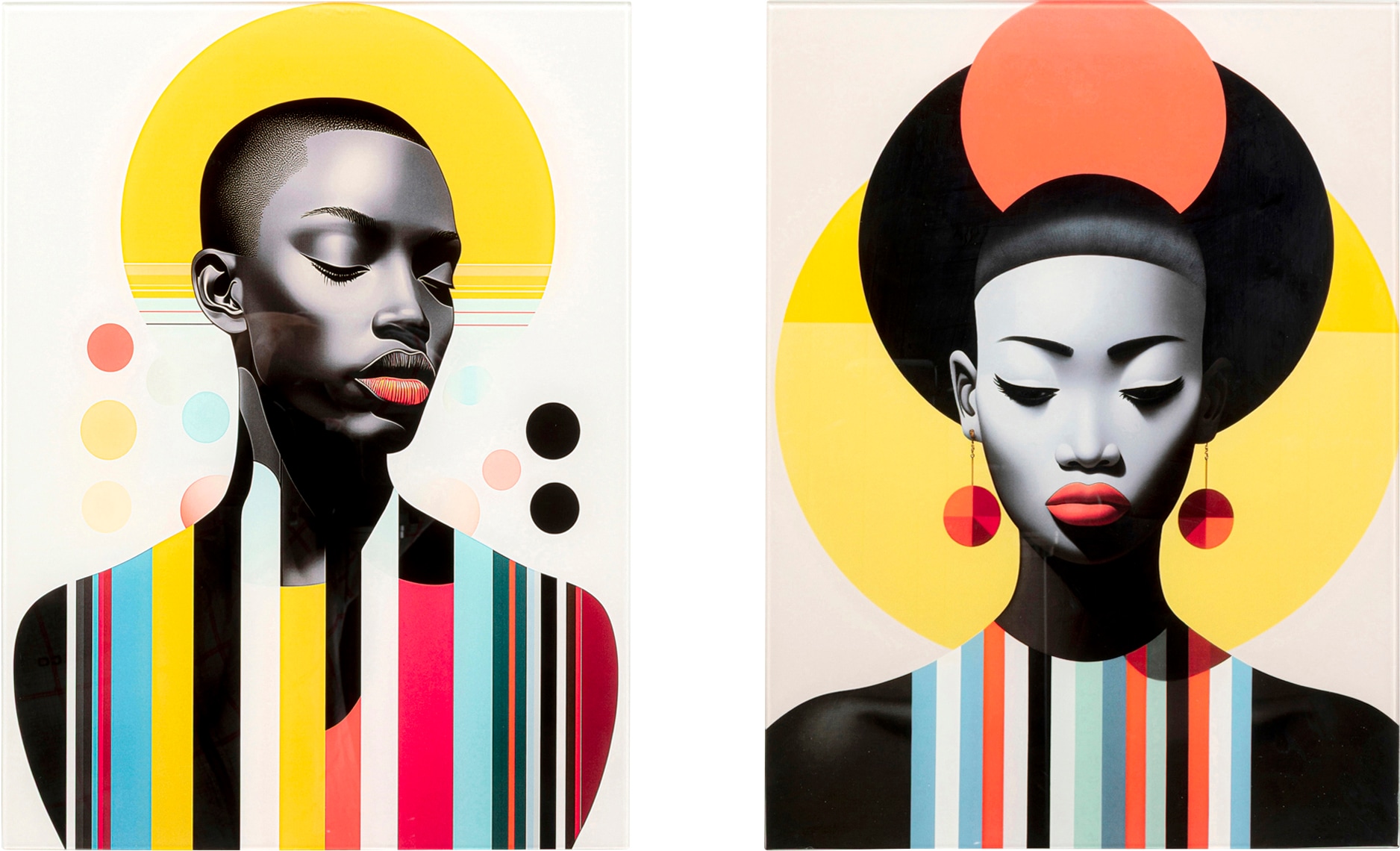 Kare Design Glasbild "Muse Retro Lady 30x40cm" Set, 2, 2 Stk. tlg.