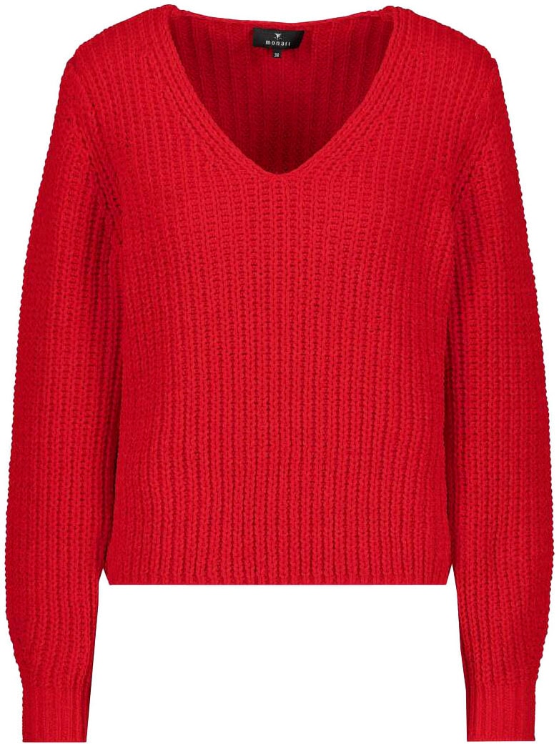 Monari V-Ausschnitt-Pullover »Pullover Chenille V«, weiche Haptik, gerippte Ärmelbündchen