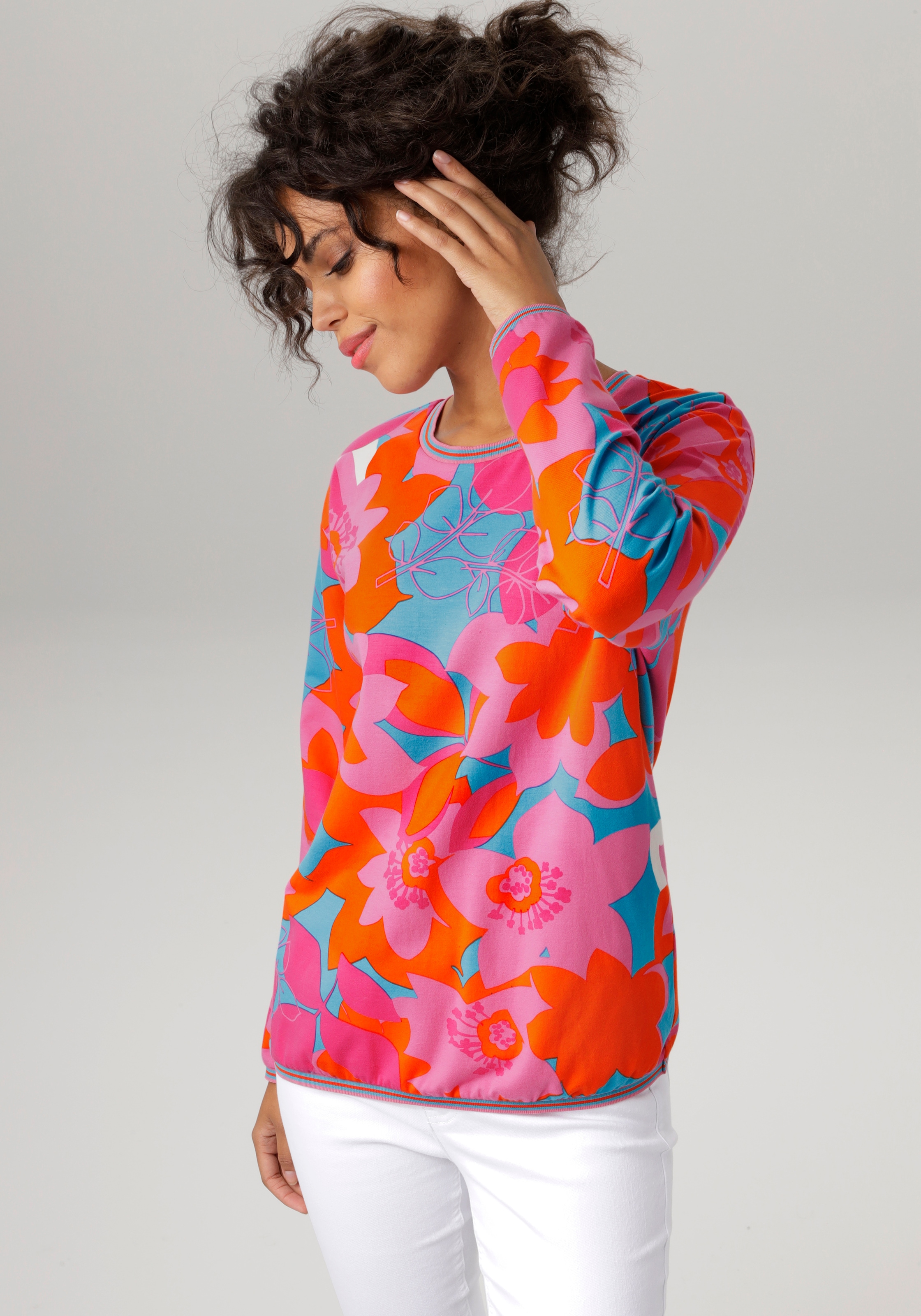 für BAUR CASUAL kaufen | Sweatshirt, Blumendruck Aniston mit farbenfrohen großflächigem,