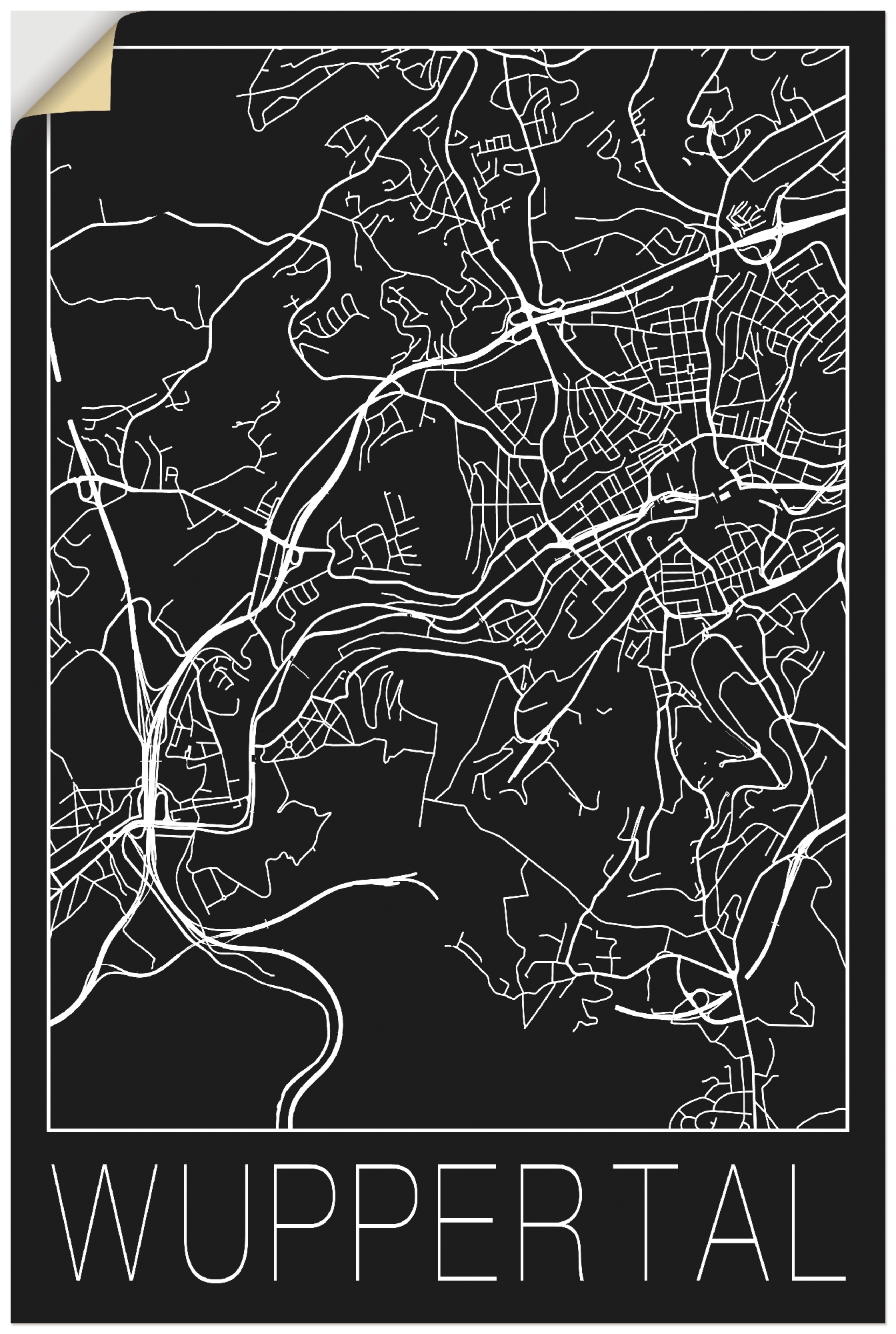 Deutschland, (1 Wandbild versch. Wuppertal Alubild, Größen Schwarz«, St.), »Retro oder Wandaufkleber Leinwandbild, kaufen Artland als in BAUR Poster | Karte