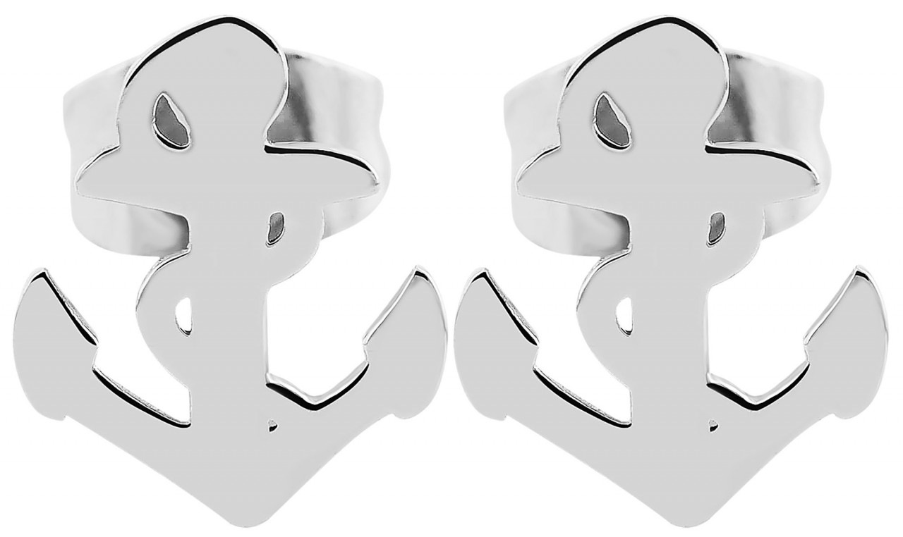 Adelia's Anchor Stud Earrings Silver 2