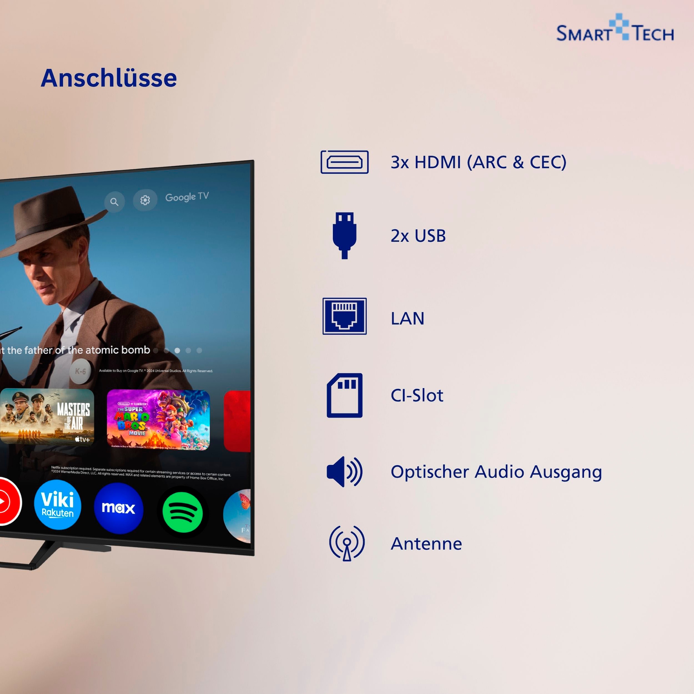 Smart Tech QLED-Fernseher »65QG06K« 164 cm/65 ″