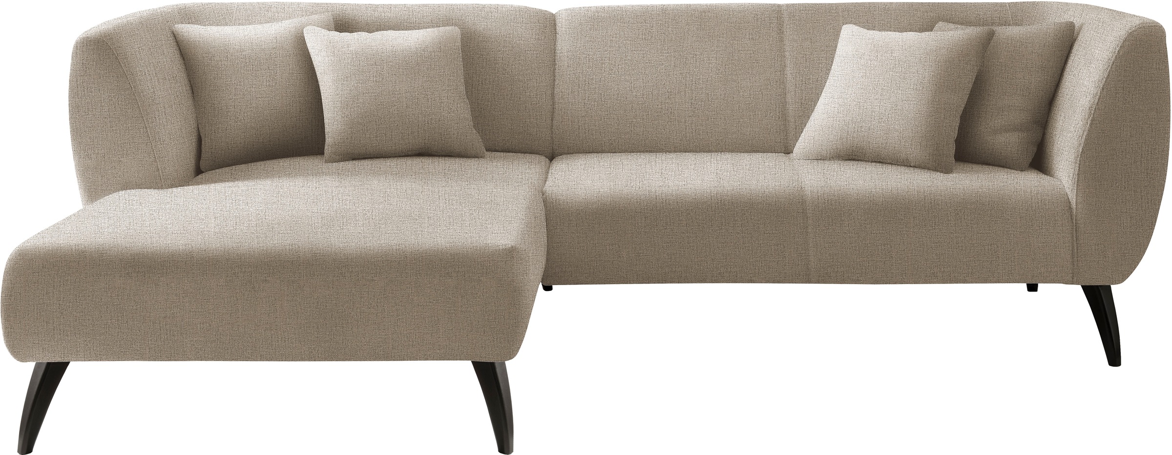 INOSIGN Ecksofa »Colori L-Form«, Holzfußfarbe wählbar, inkl. 4x Zierkissen