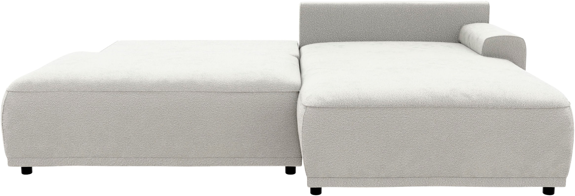 TRENDMANUFAKTUR Ecksofa »Fordon II, Schlafsofa mit Bettkasten, Couch in L-Form, Breite 250 cm«, in Struktur fein LEO, haustierfreundlich, wollweiß, Armlehne rechts
