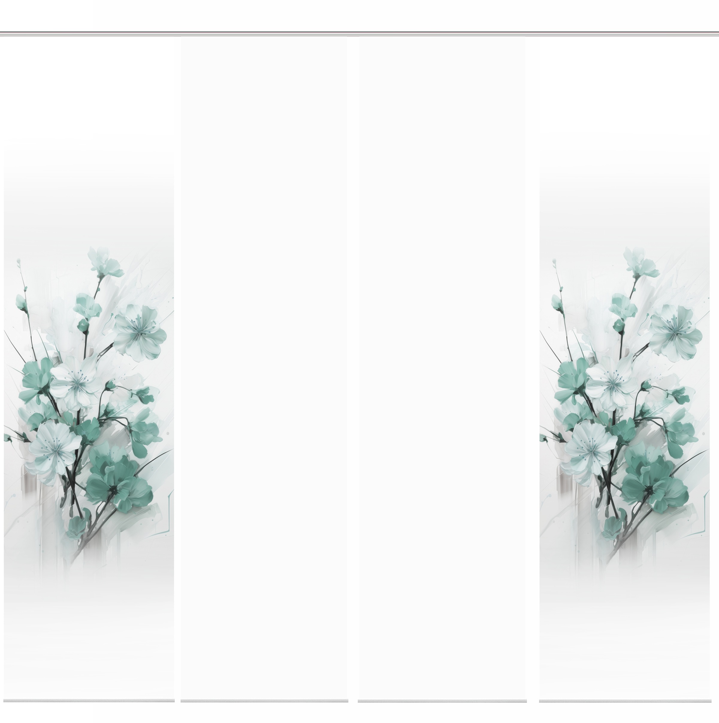 Thumbnail - HOME WOHNIDEEN Schiebegardine "LOTUS" Paneelwagen 4 Stk. tlg. Schiebewand Seidenoptik, SET, Digitaldruck