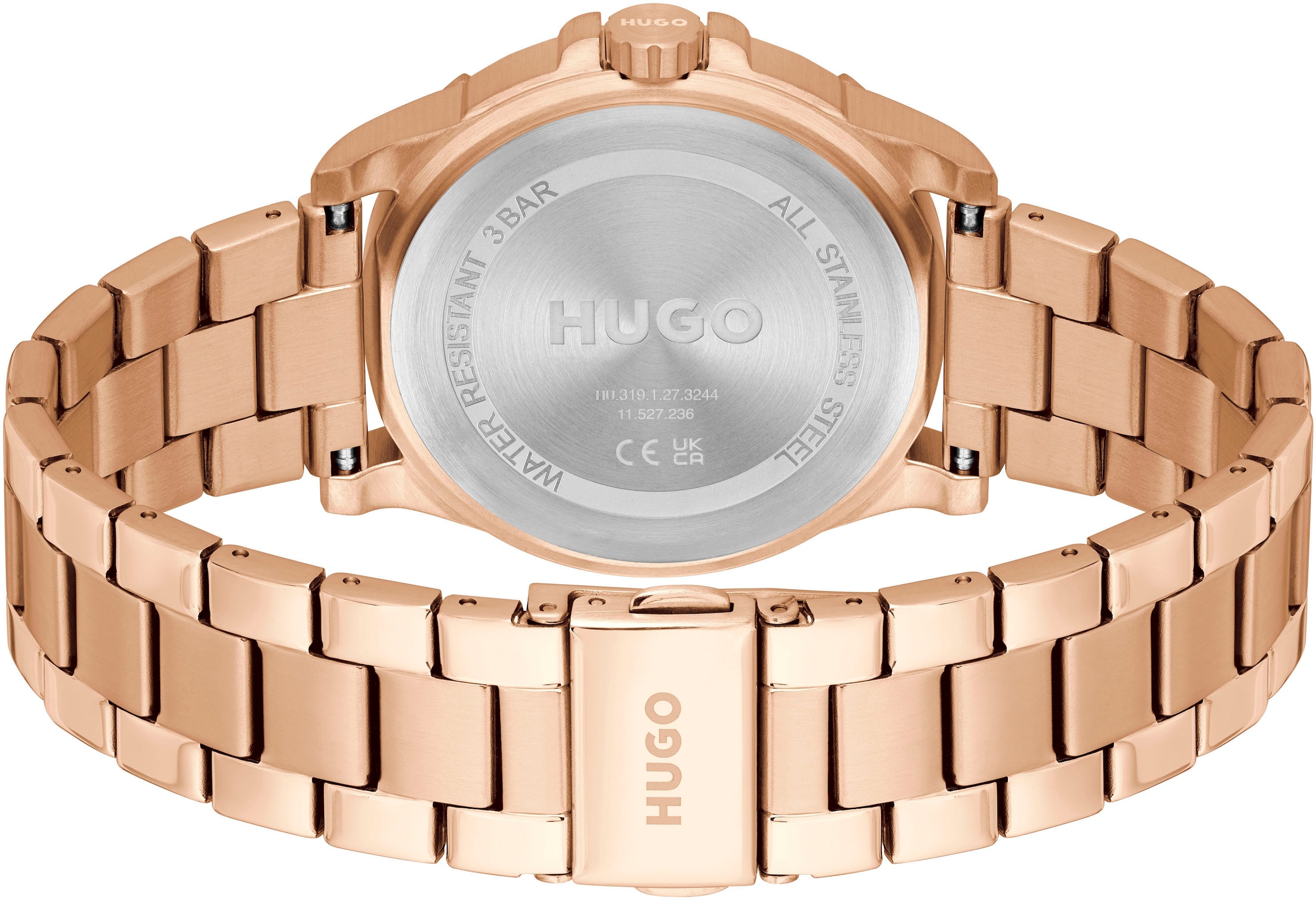 HUGO Multifunktionsuhr »#IMPRESS - FOR HER, 1540136«, Quarzuhr, Armbanduhr, Damenuhr, Datum, 12/24-Stunden-Anzeige