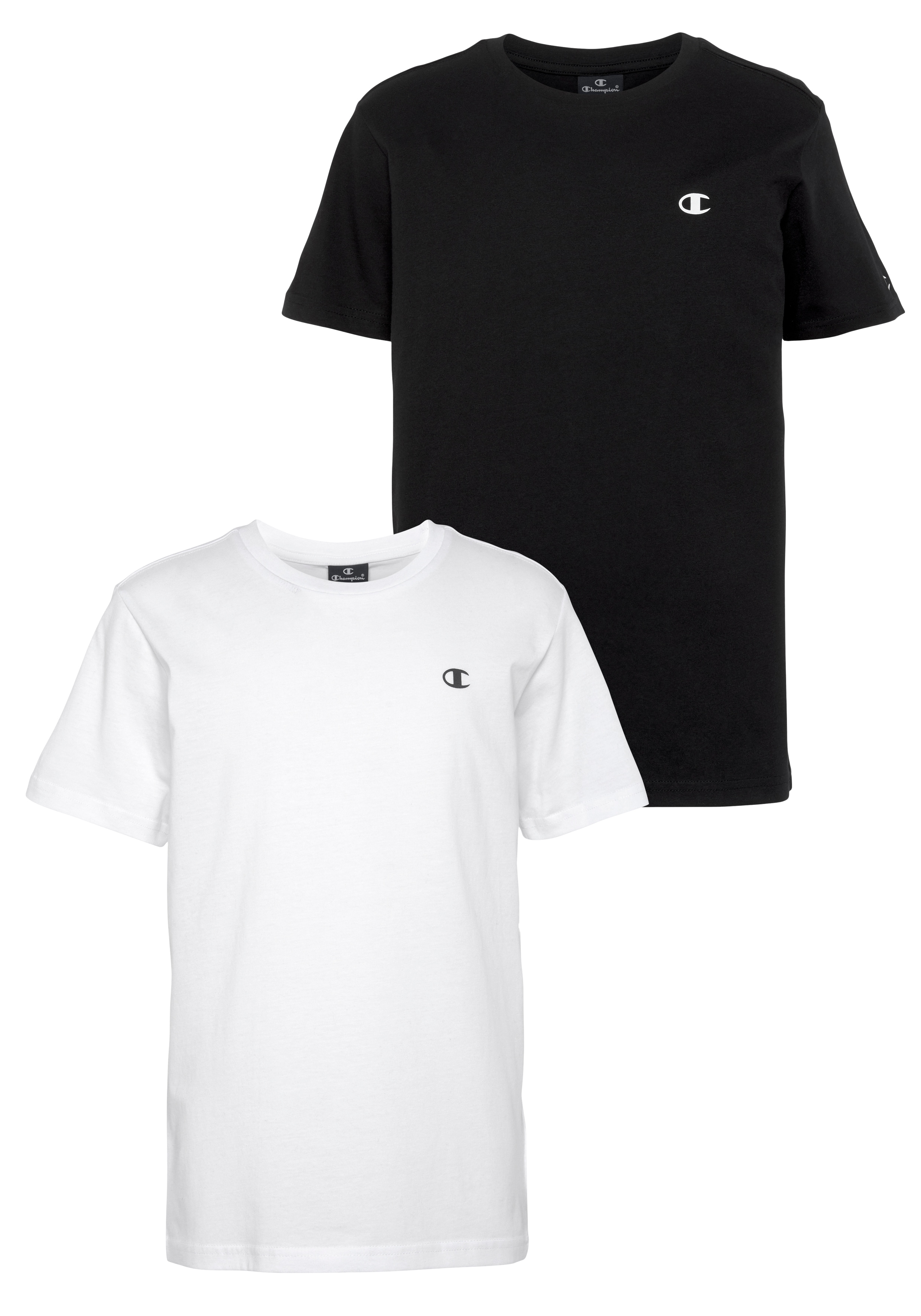 Champion T-Shirt Packung, 2 Stk. 2er-Pack, Kurzarm, mit Rundhalsausschnitt, aus Baumwolle