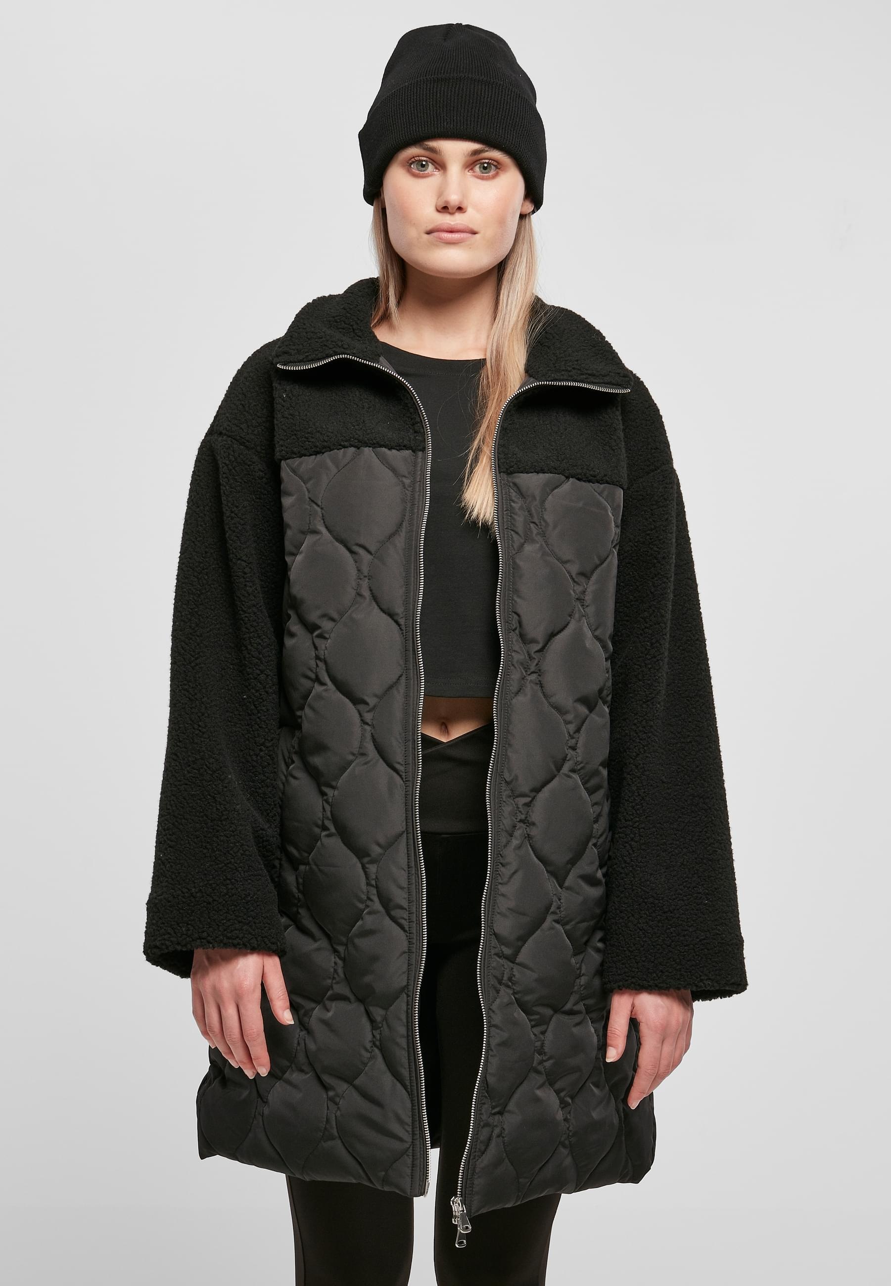 URBAN CLASSICS Winterjacke »Urban Classics Damen Ladies Oversized Sherpa Quilted Coat«, (1 St.), ohne Kapuze