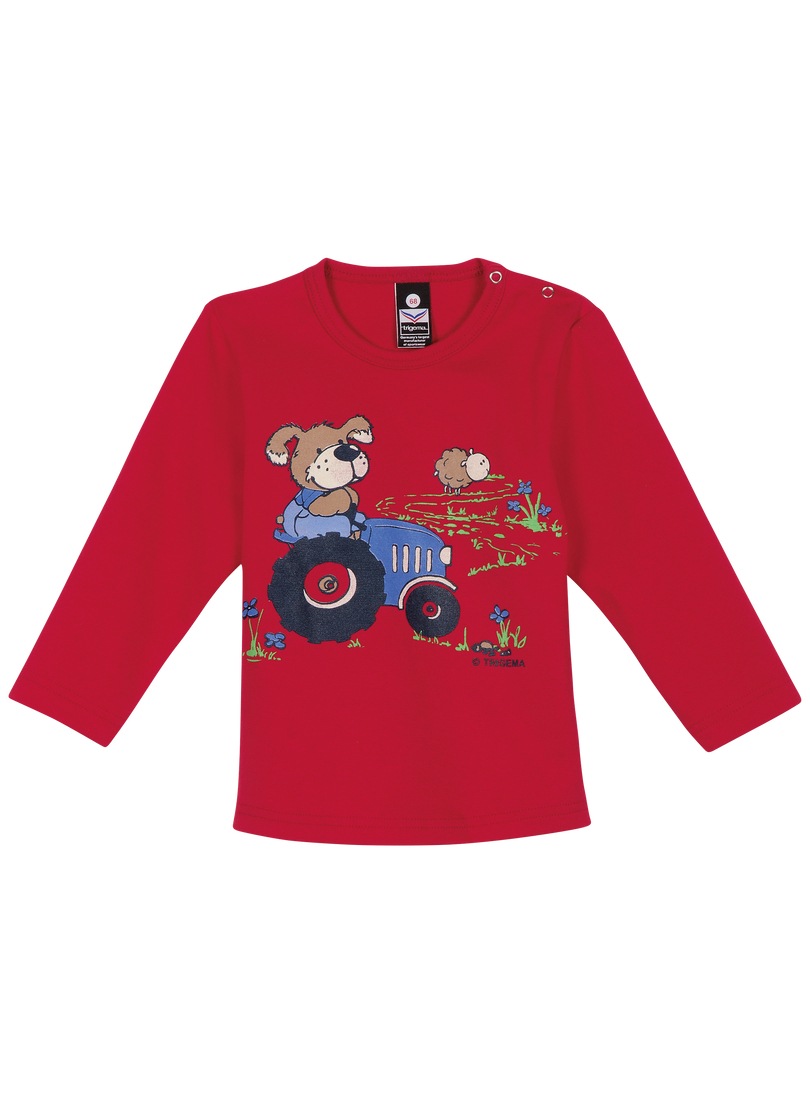 Trigema T-Shirt »TRIGEMA Langarmshirt mit süßem Hund auf Traktor«, (1 tlg.)